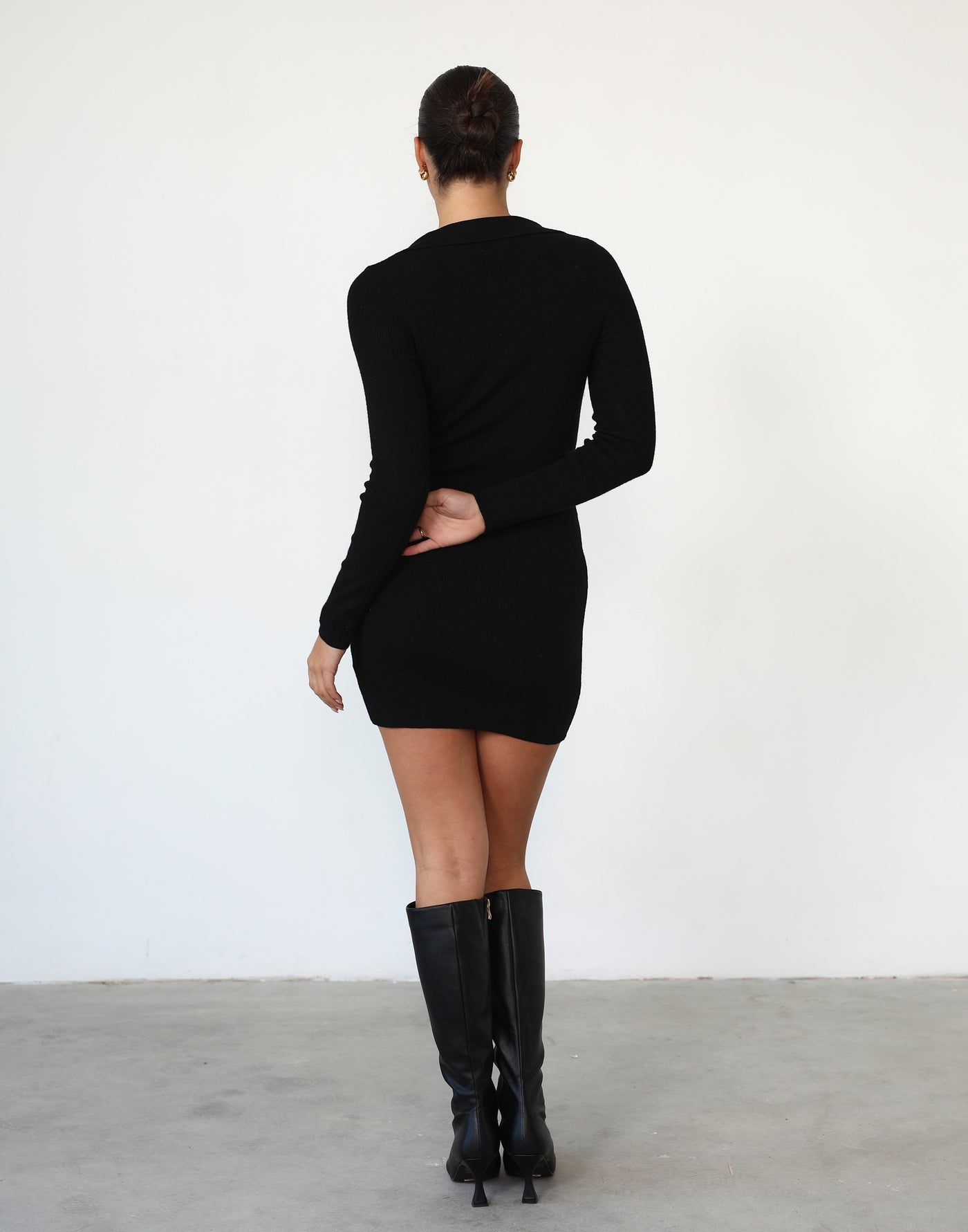 Sara Long Sleeve Mini Dress (Black) - Black Long Sleeve Mini Dress - Women's Dress - Charcoal Clothing