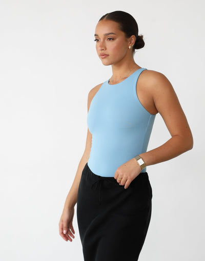 Vivid Bodysuit (Ocean Blue) | Round Neckline Bodysuit - Women's Skirt - Charcoal Clothing