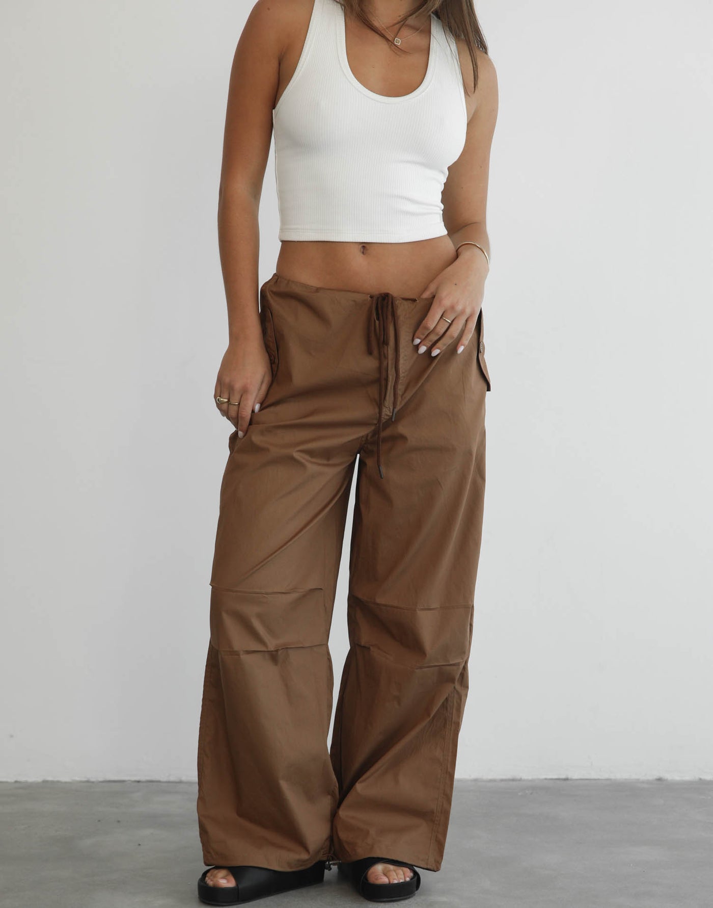 Bamba Parachute Pants (Brown) - Brown Parachute Pants - Women's Pants - Charcoal Clothing