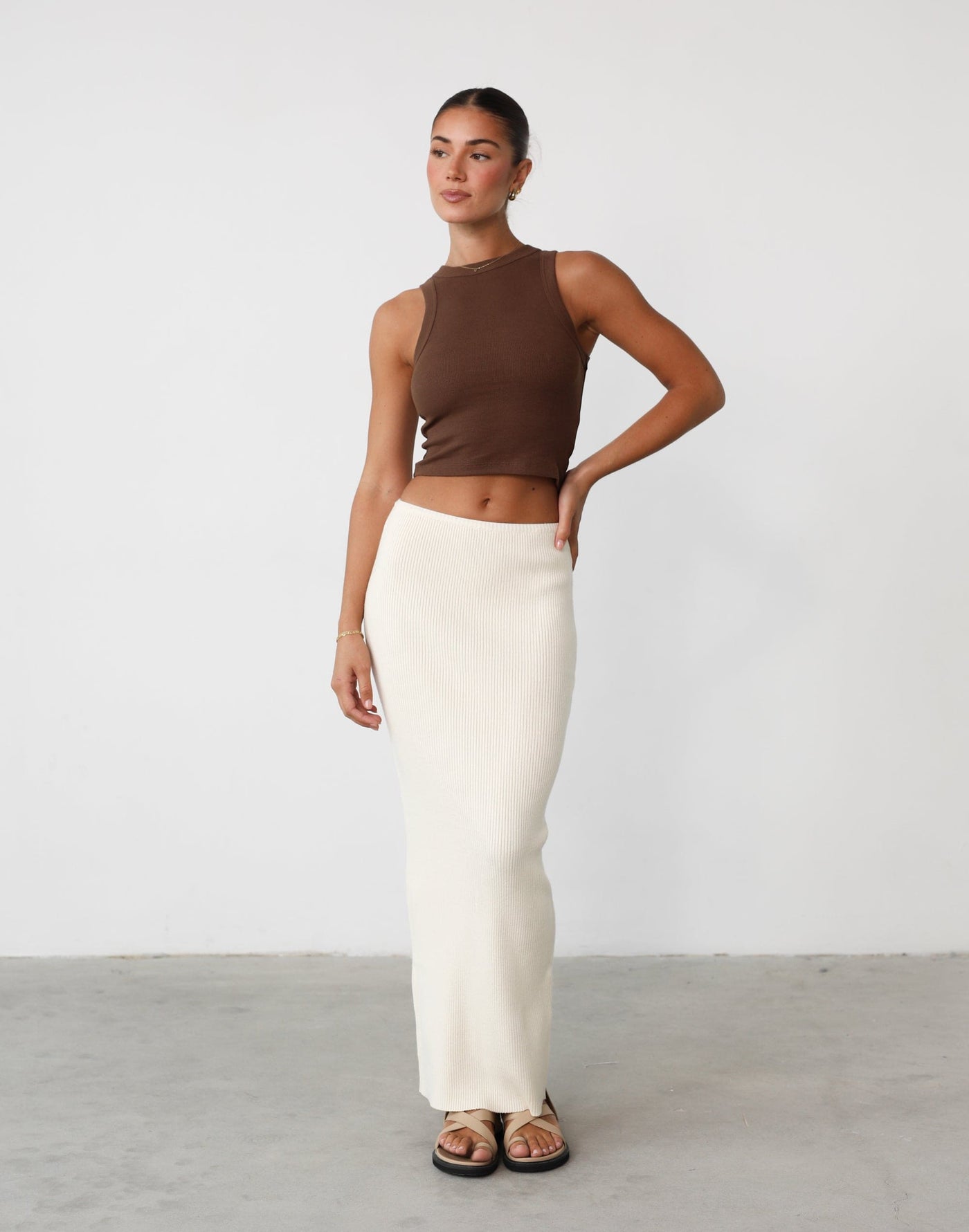 Nate Knit Maxi Skirt (Cream) - Knitted Maxi Skirt - Women's Skirt - Charcoal Clothing