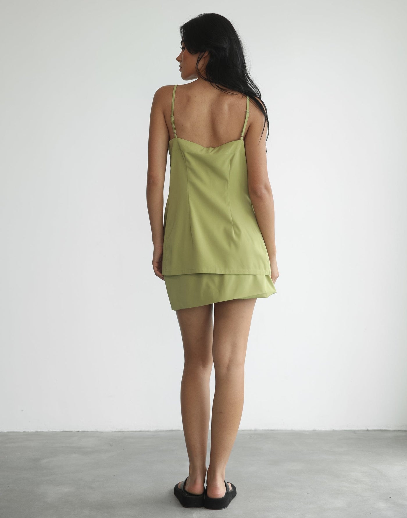 Orchid Mini Skirt (Olive) - Mid Waisted Mini Skirt - Women's Skirt - Charcoal Clothing