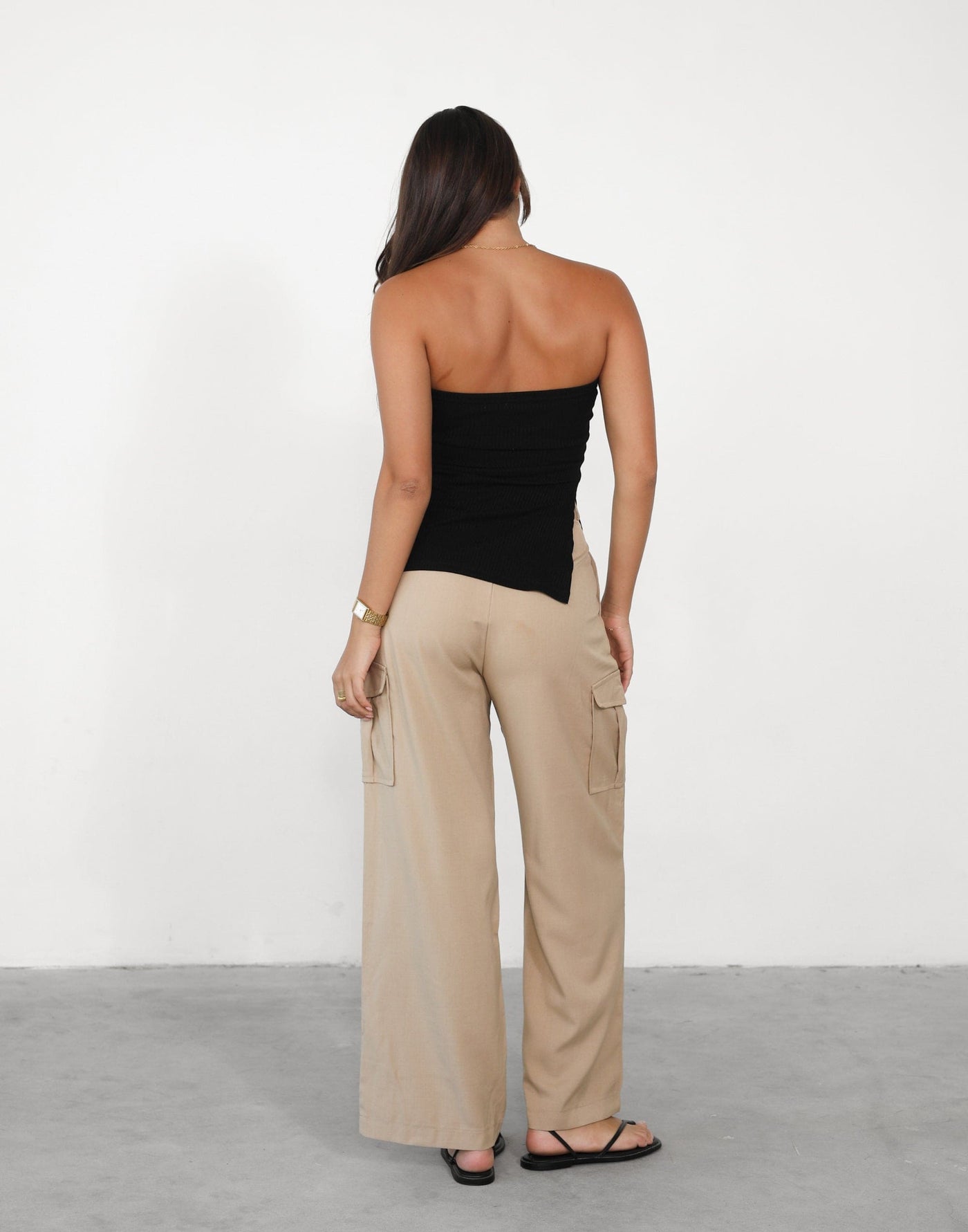Tifara Pants (Oatmeal) | Cargo Style High Waisted Pants - Women's Pants - Charcoal Clothing