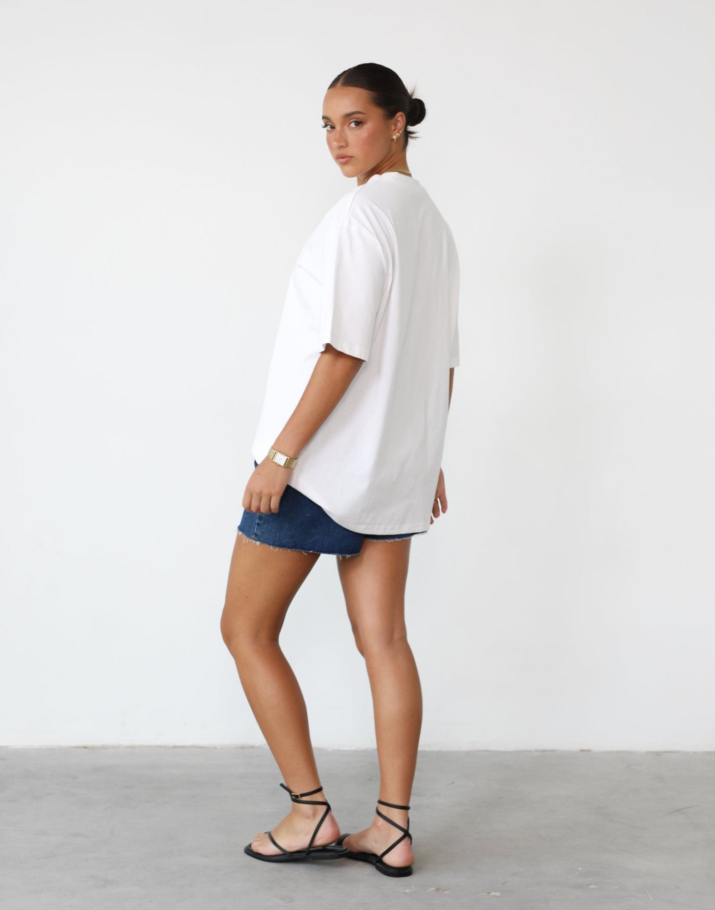 Luca Oversized Tee (White) - Relaxed Oversized T-Shirt - Women's Top - Charcoal Clothing