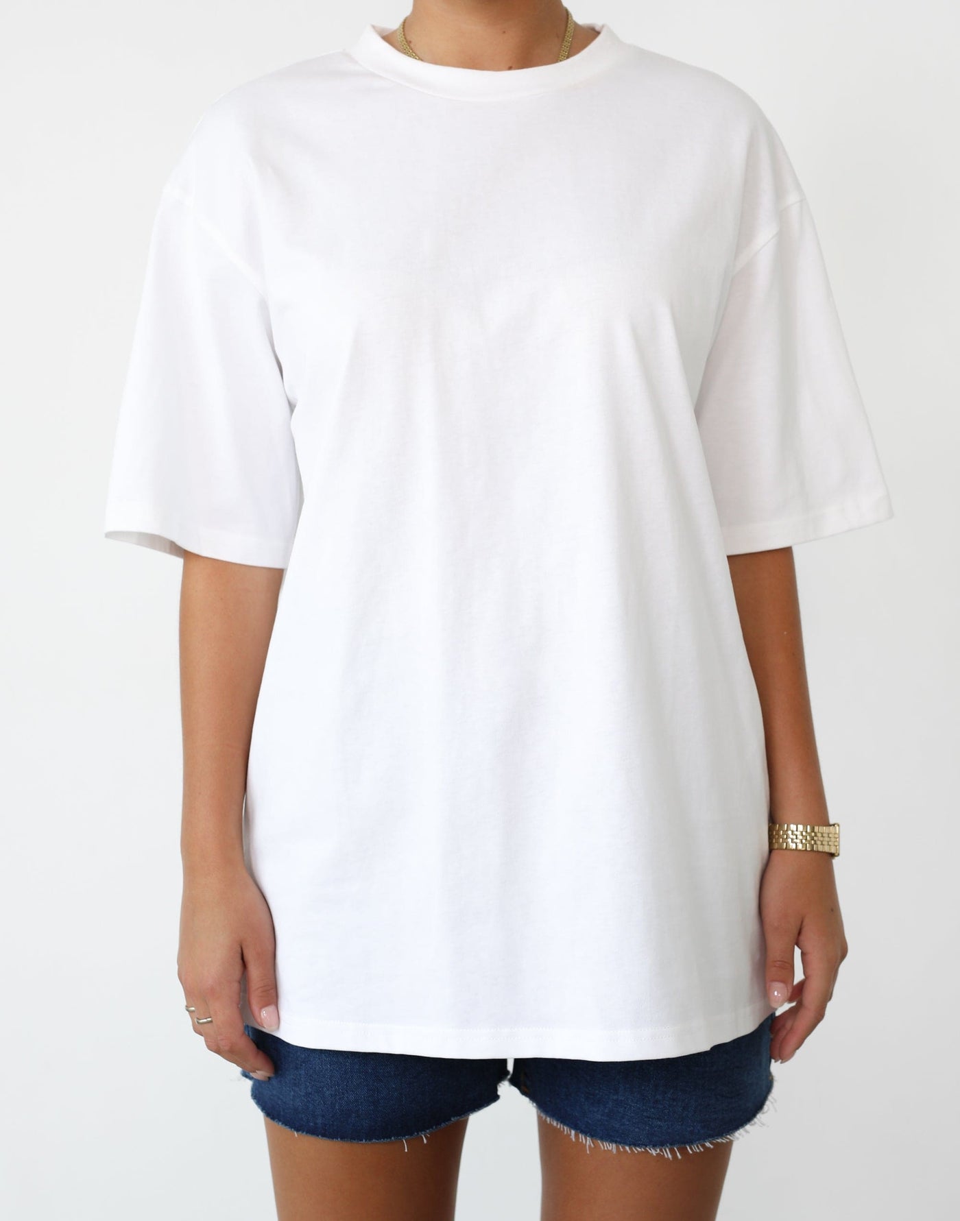 Luca Oversized Tee (White) - Relaxed Oversized T-Shirt - Women's Top - Charcoal Clothing