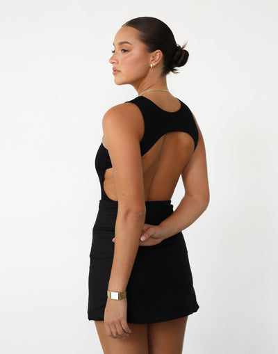 Forget It Bodysuit (Black) - Open Back Sleeveless Bodysuit - Women's Top - Charcoal Clothing