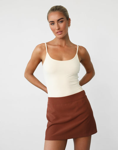 Ashwood Mini Skirt (Clay) - Mid Rise Mini Skirt - Women's Skirt - Charcoal Clothing