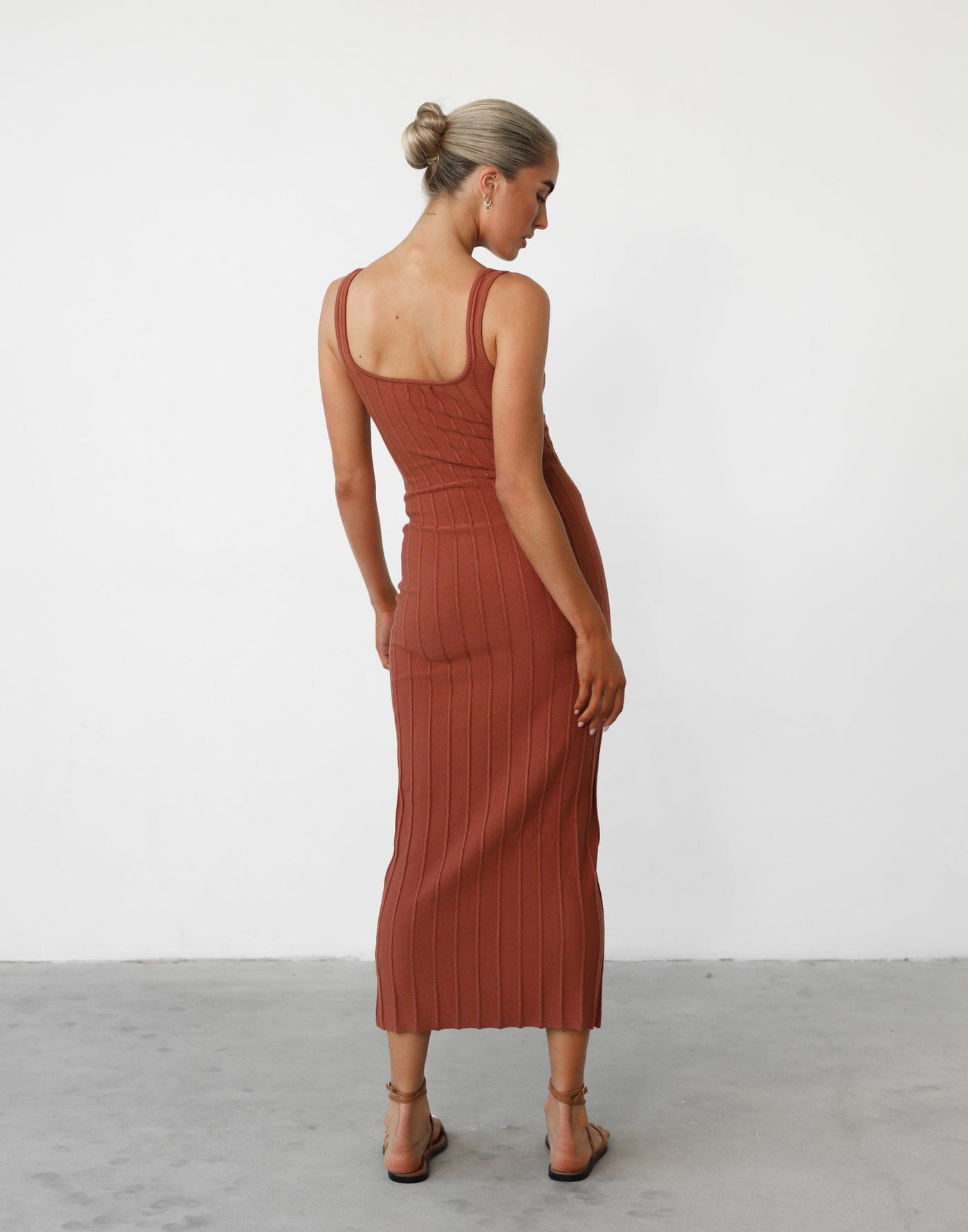 Ephemeral Maxi Dress (Clay) - Ribbed Knit Maxi Dress - Women's Dress - Charcoal Clothing