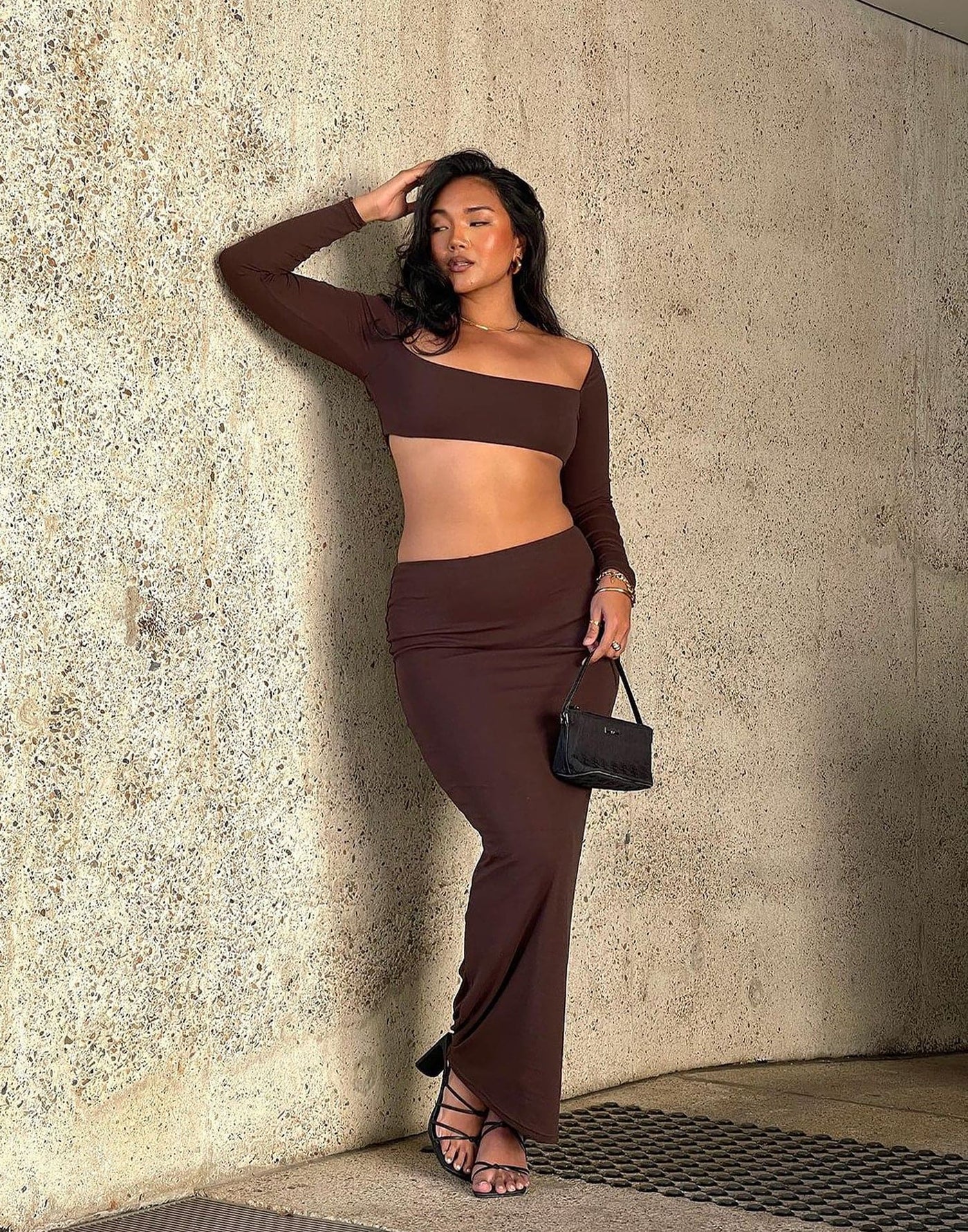 Broadway Maxi Skirt (Cocoa) - Brown High Waisted Maxi Skirt - Women's Skirt - Charcoal Clothing