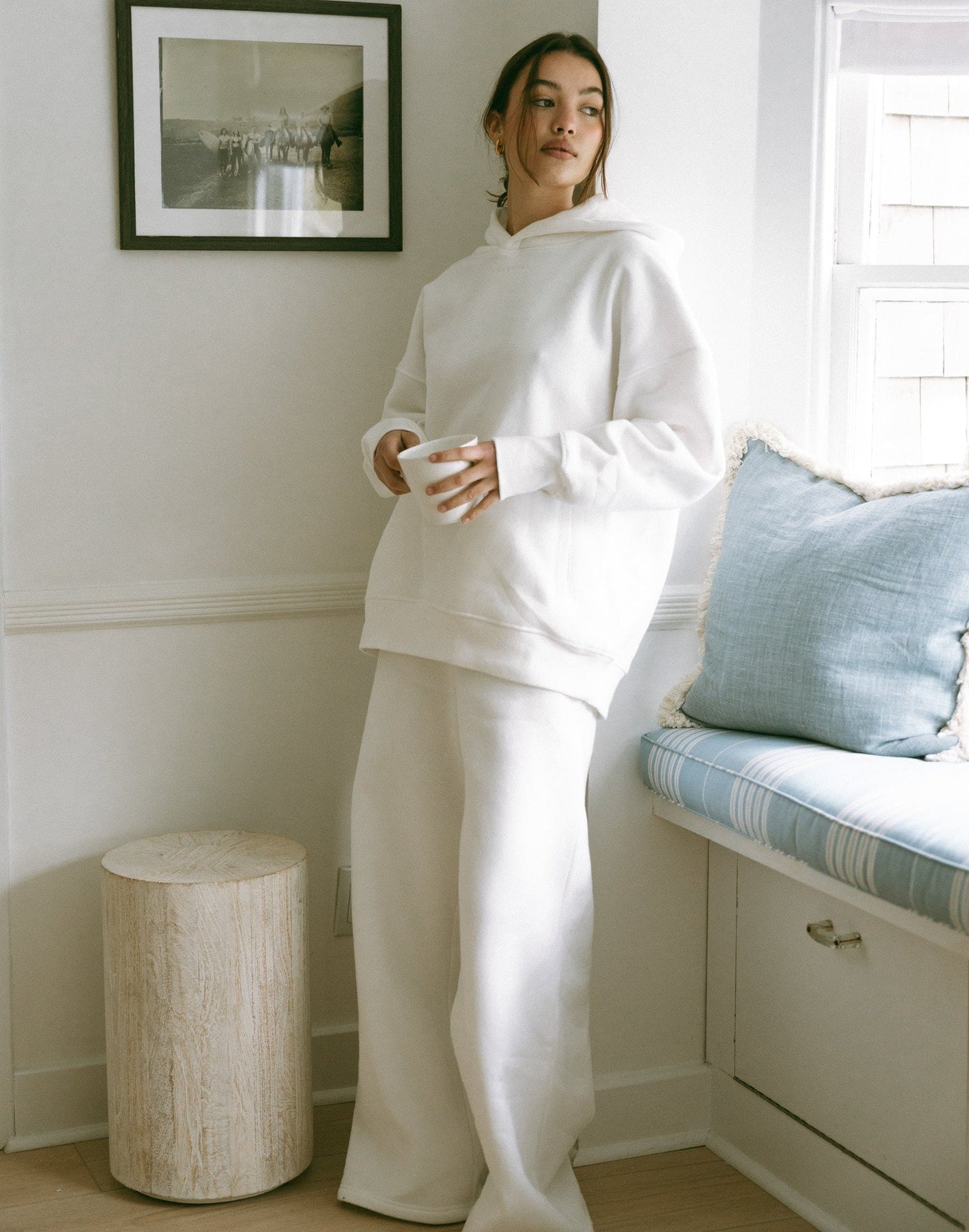 Noah Hoodie (White) | CHARCOAL Exclusive - Oversized Dual Pocket Fleece Lined Hoodie - Women's Top - Charcoal Clothing