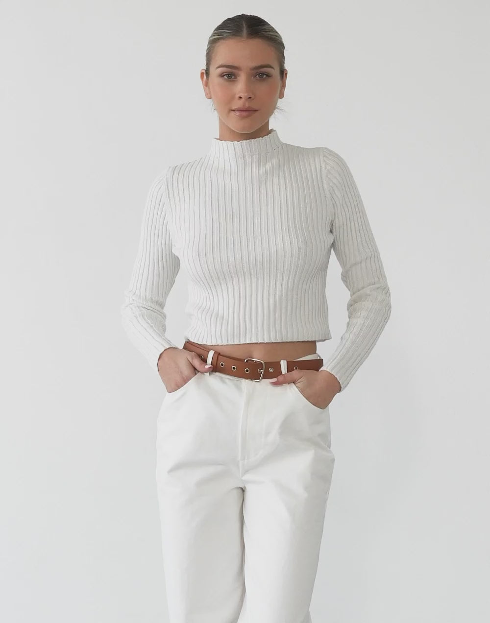 Dionne Long Sleeve Top (White)