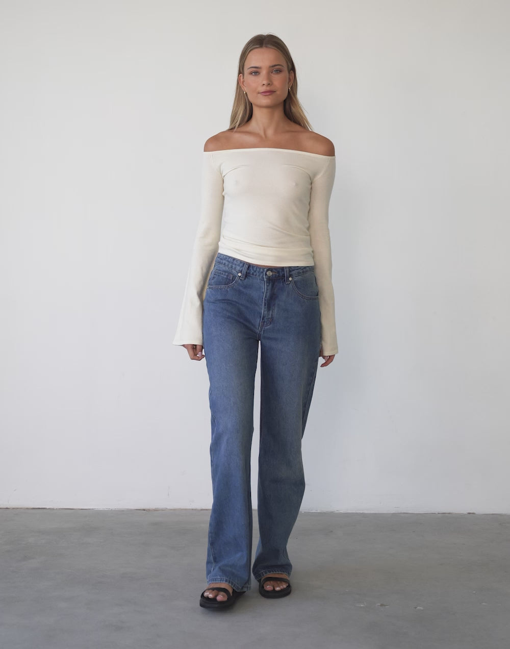 Luna Long Sleeve Knit Top (Off White)