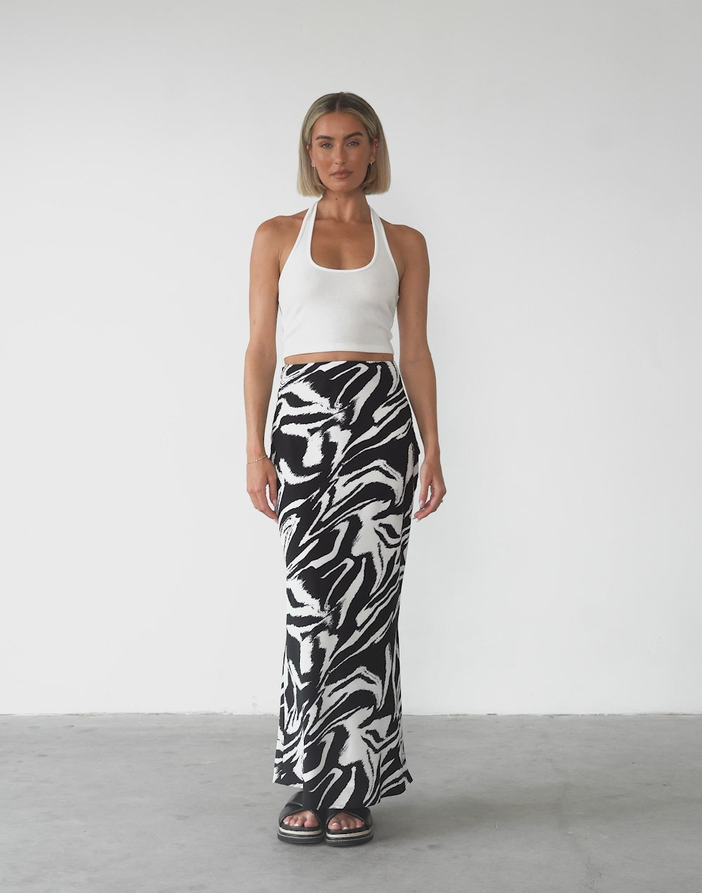 Sye Maxi Skirt (Black/White Print)