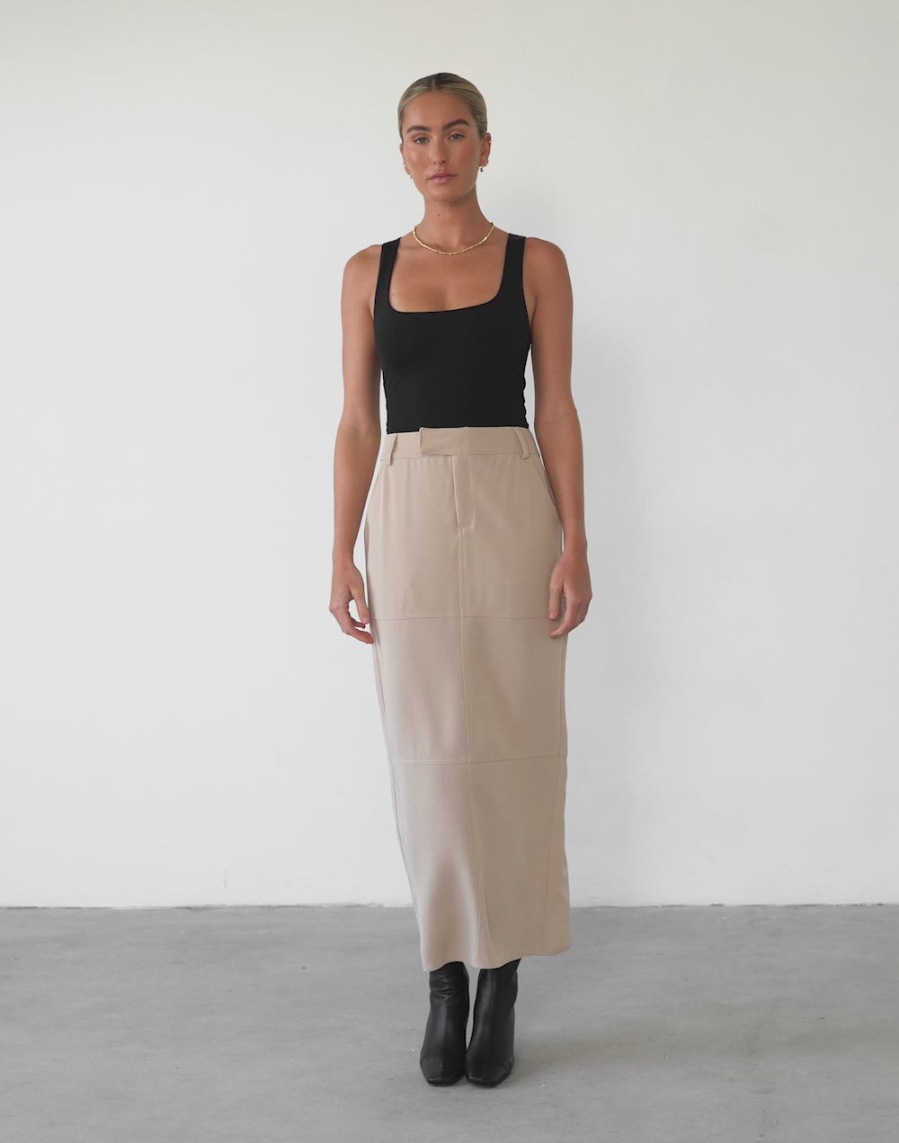 Malakai Maxi Skirt (Beige)