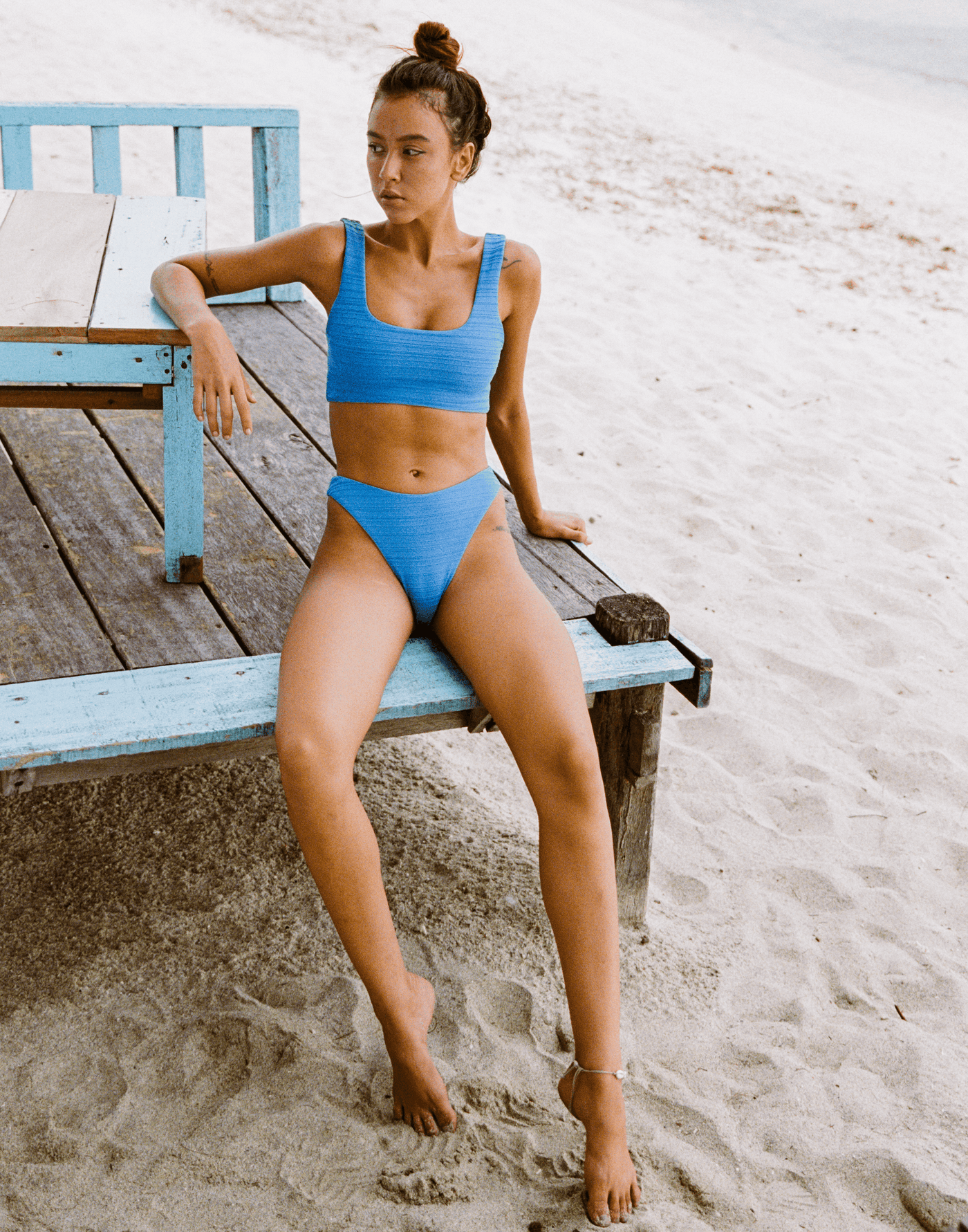 Granite Sports Top (Ocean Blue) - Sports Style Bikini Top - Women's Swim - Charcoal Clothing
