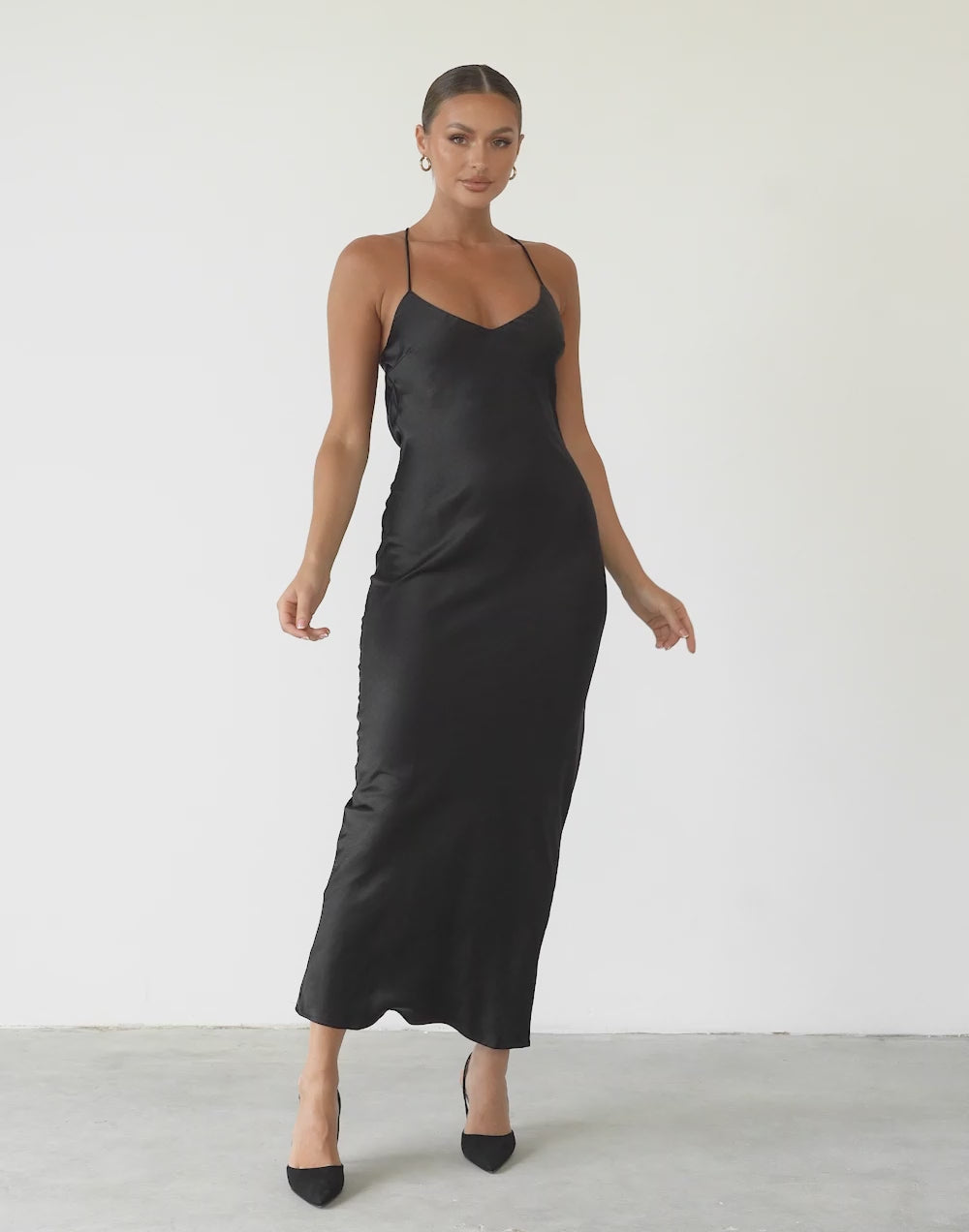 Ceclia Maxi Dress (Black) - Black Silk Maxi Dress – CHARCOAL