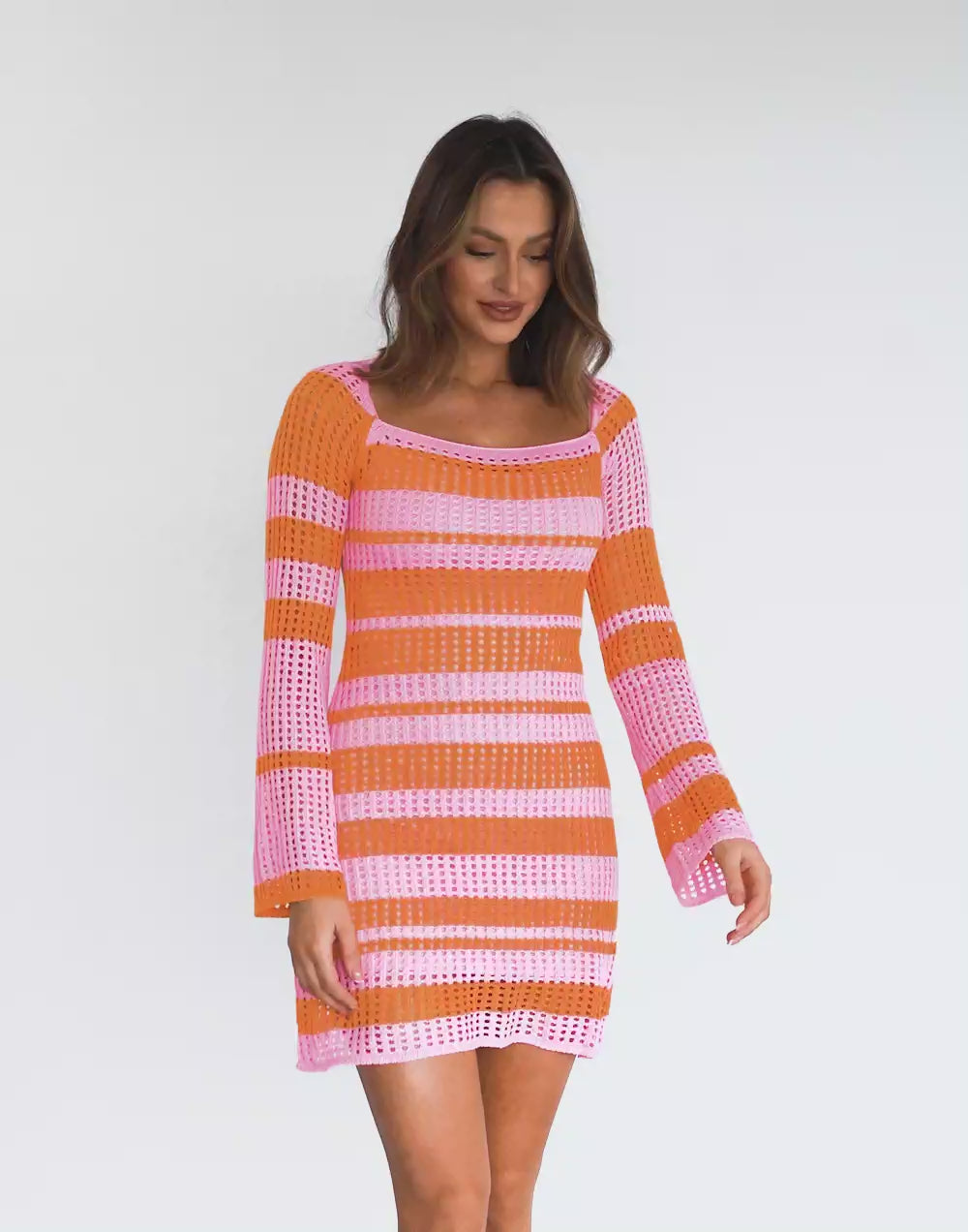 Marley Knit Mini Dress (Pink/Orange)
