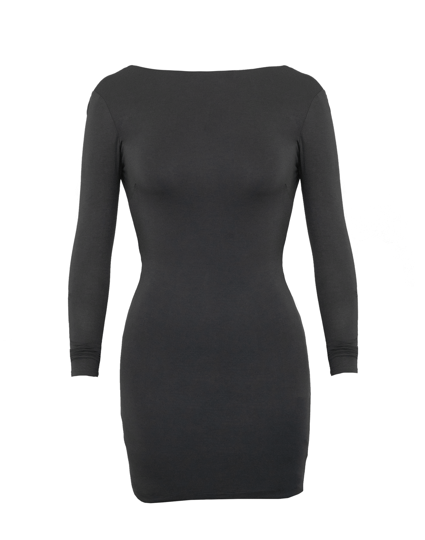 Luna Long Sleeve Mini Dress (Charcoal) Backless Mini Dress CHARCOAL