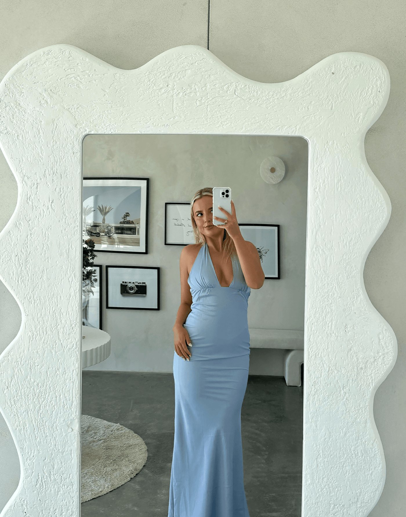 Brooklyn Maxi Dress (Blue) - Halter Style Maxi Dress - Women's Dress - Charcoal Clothing