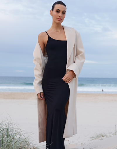 Sofiya Midi Dress (Black) - One Shoulder Midi Dress - Women's Dress - Charcoal Clothing
