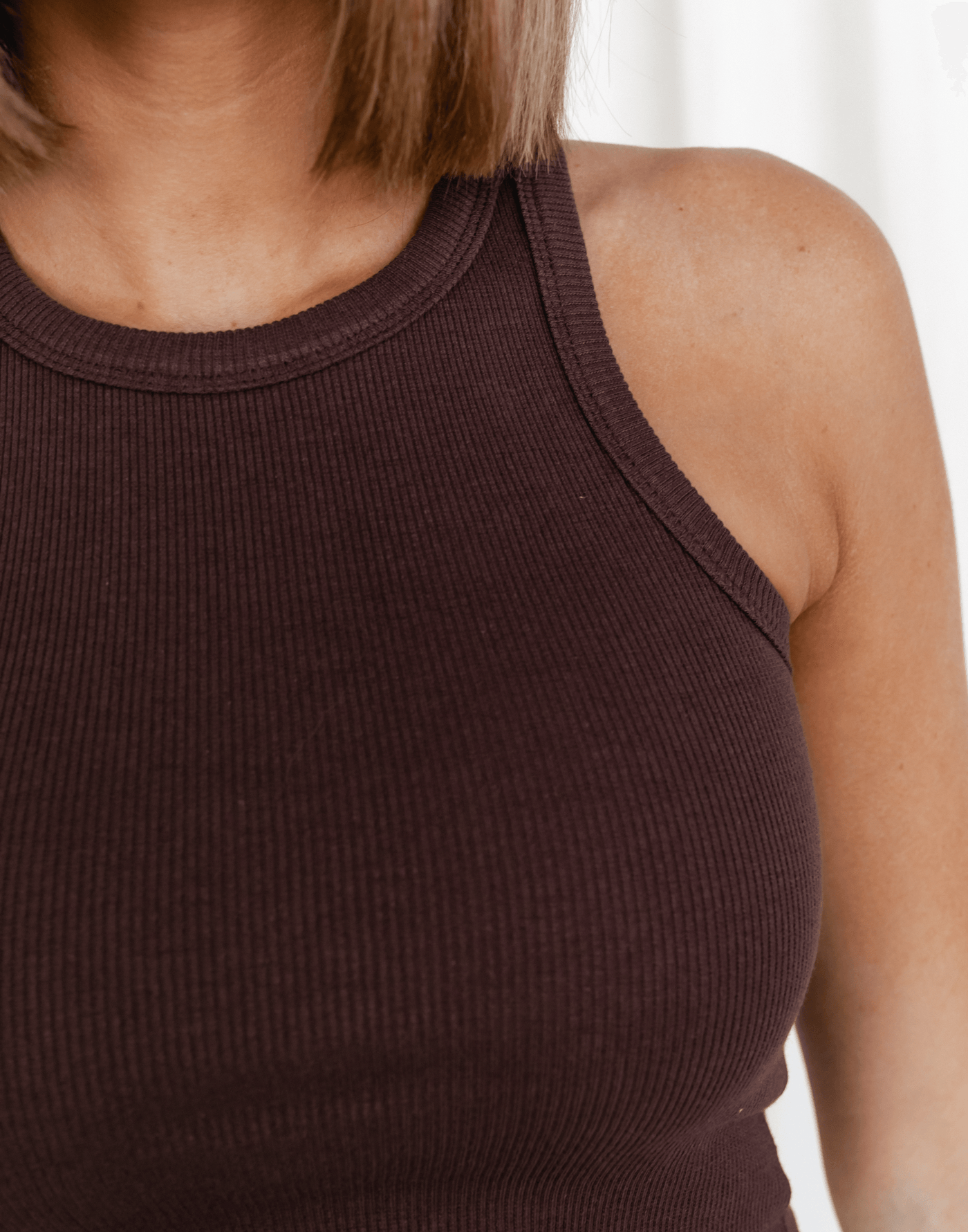 Kennedy Tank Top (Brown) - Basic Brown Singlet Top - Women's Top - Charcoal Clothing
