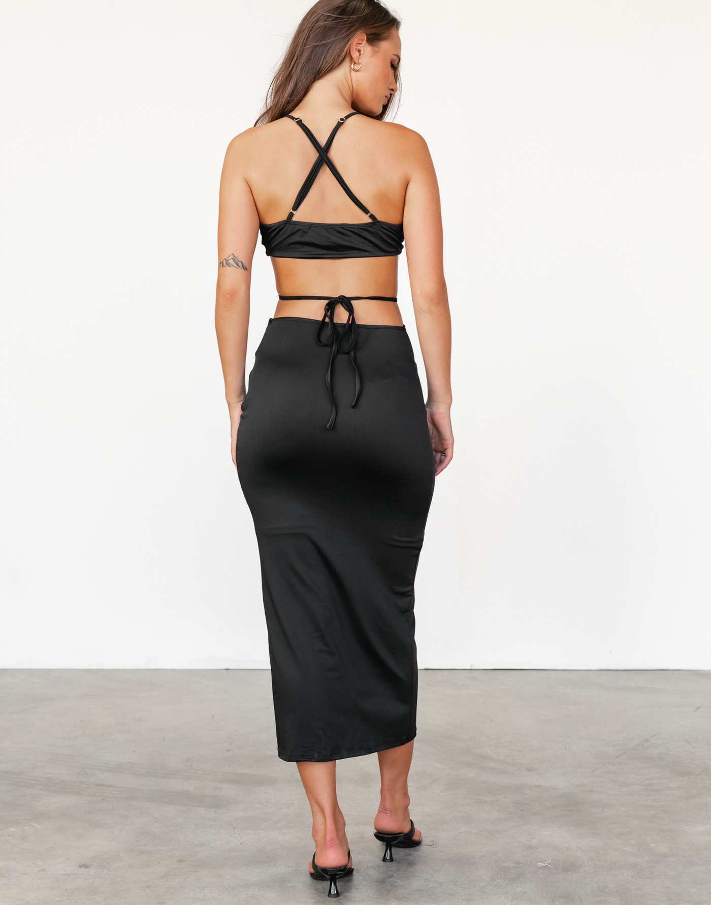 Millie Maxi Dress (Black) - Strap Detail Long Dress - Women's Dress - Charcoal Clothing