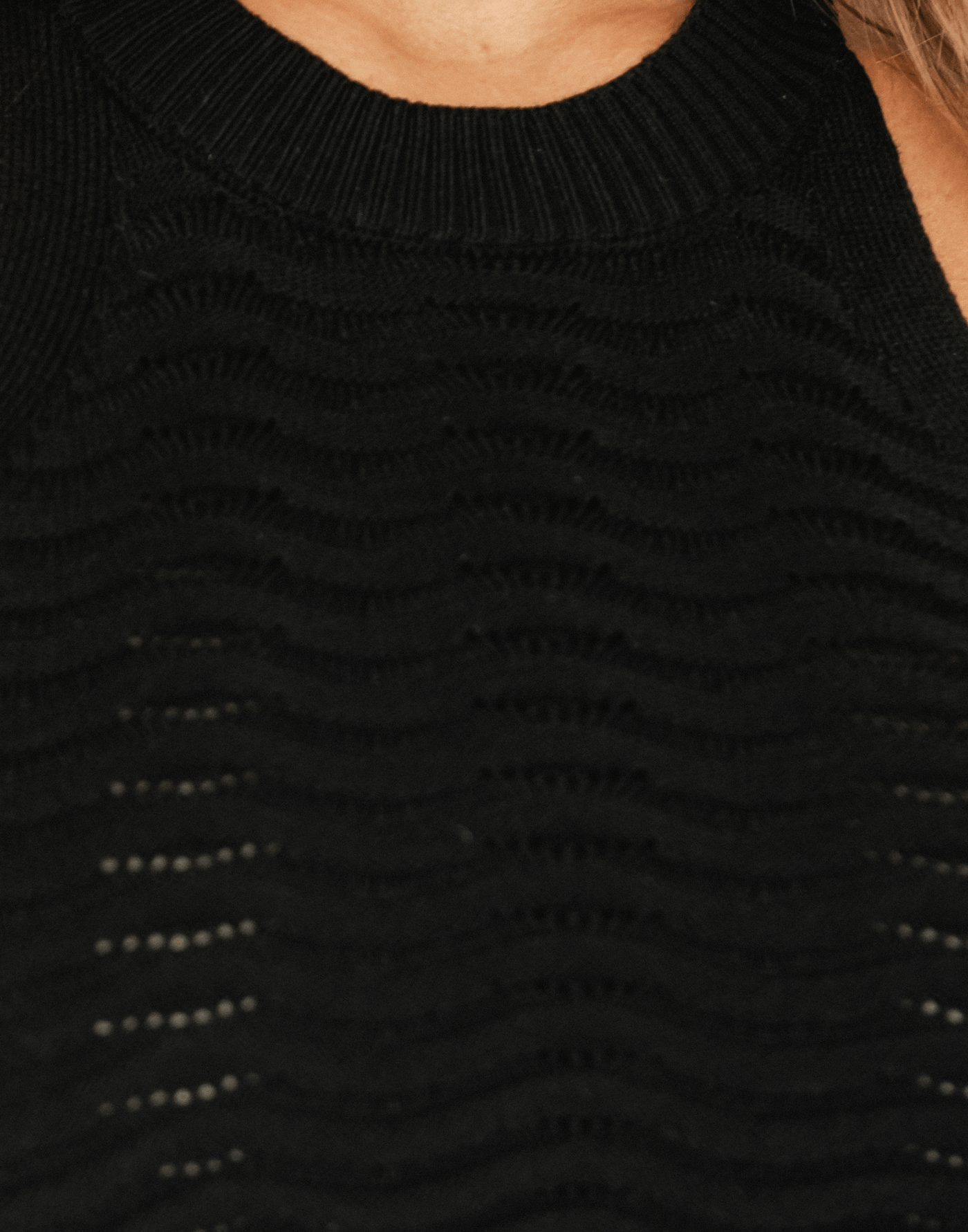 Polly Top (Black) - Black Ribbed Knit Top - Women's Top - Charcoal Clothing