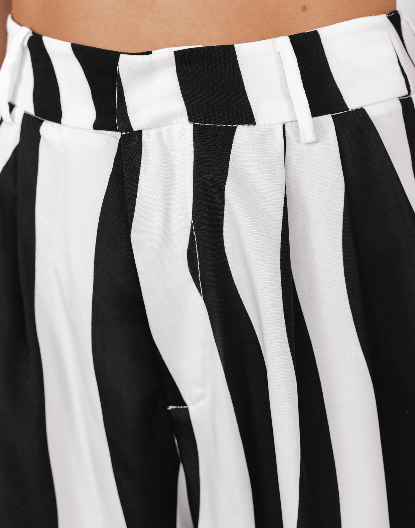 Zita Pants- Black and White Abstract Print High Waisted Pants - Women's Pants - Charcoal Clothing