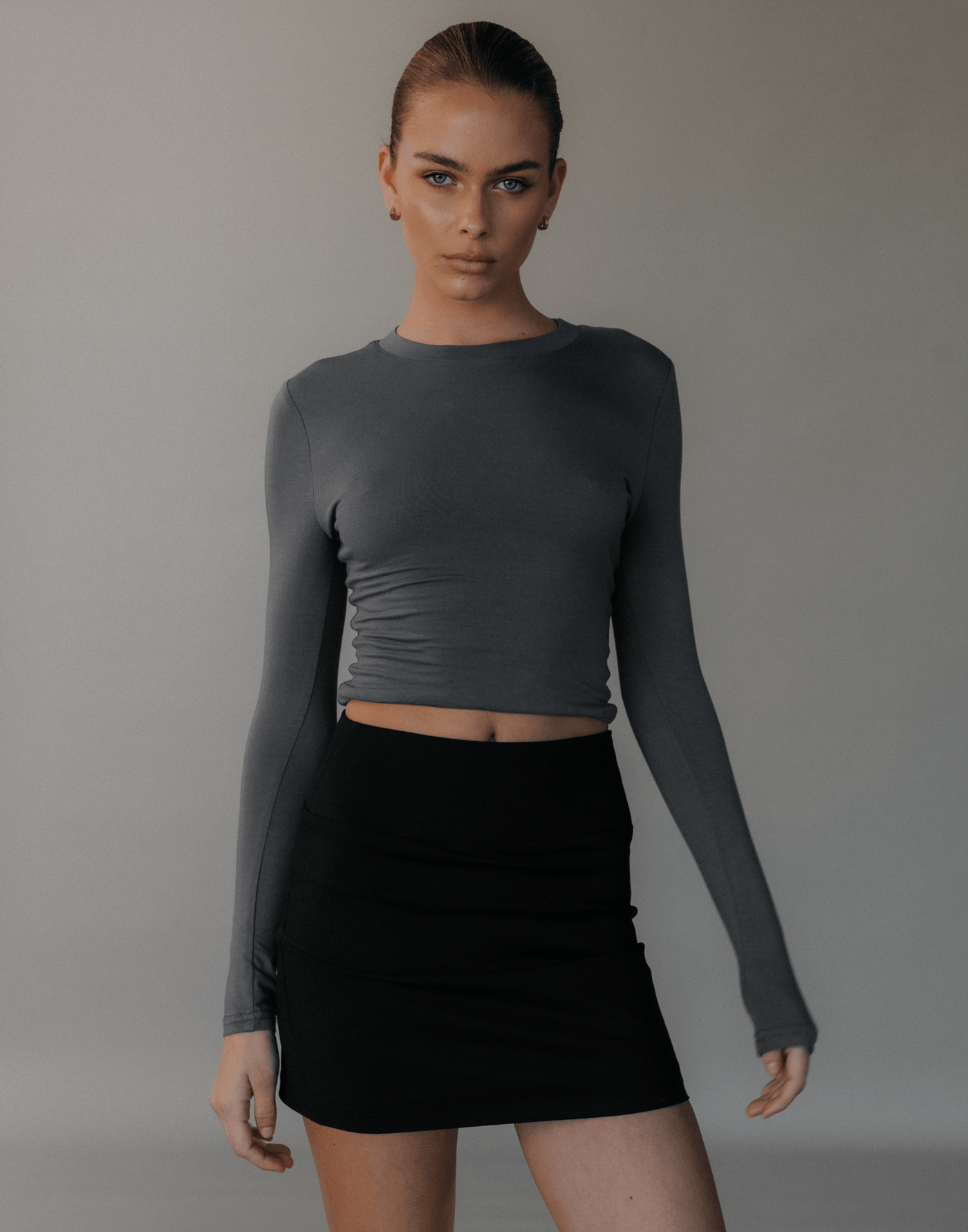 Alissa Mini Skirt (Black) - Fitted Mid Rise Mini Skirt - Women's Skirt - Charcoal Clothing
