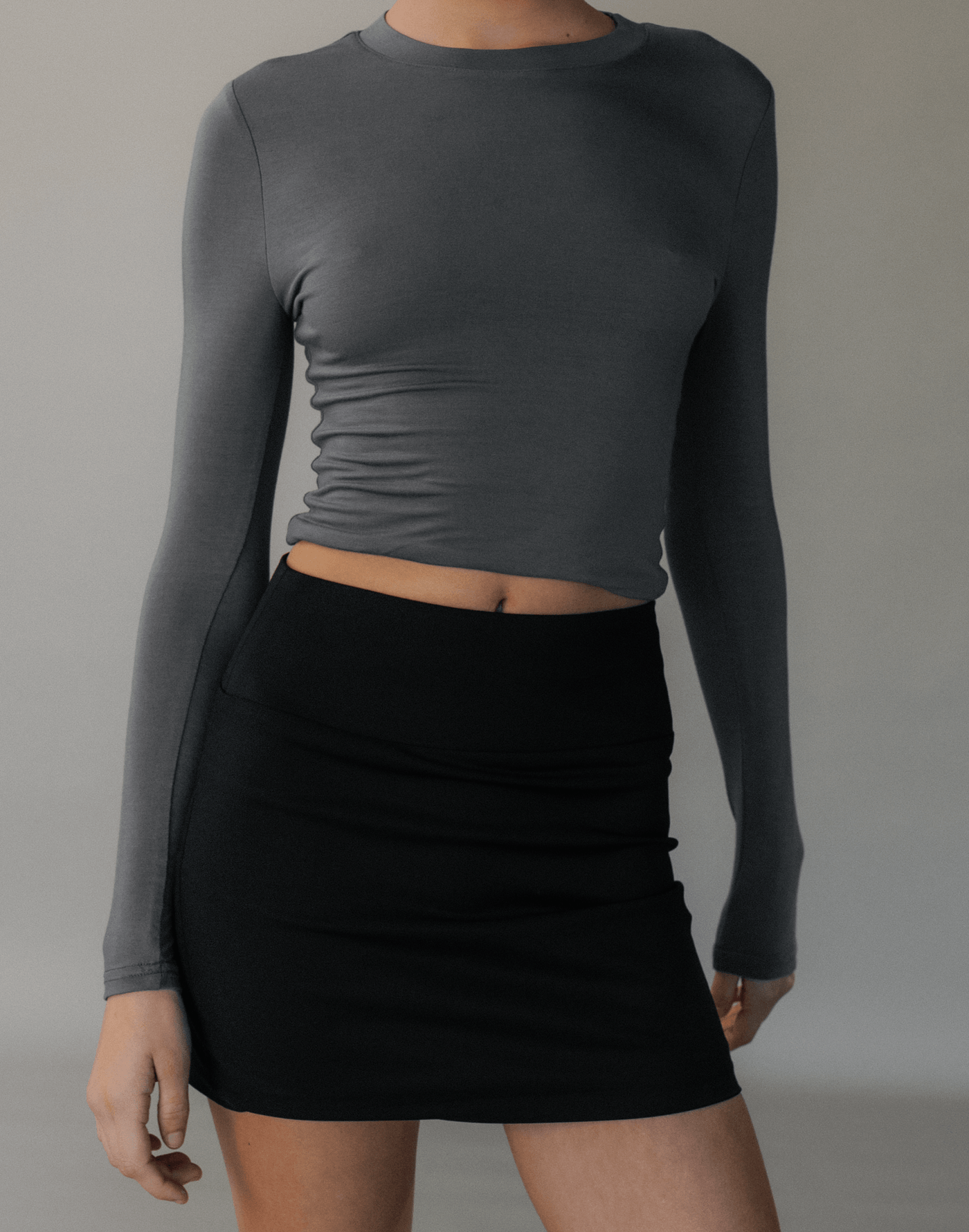 Alissa Mini Skirt (Black) - Fitted Mid Rise Mini Skirt - Women's Skirt - Charcoal Clothing