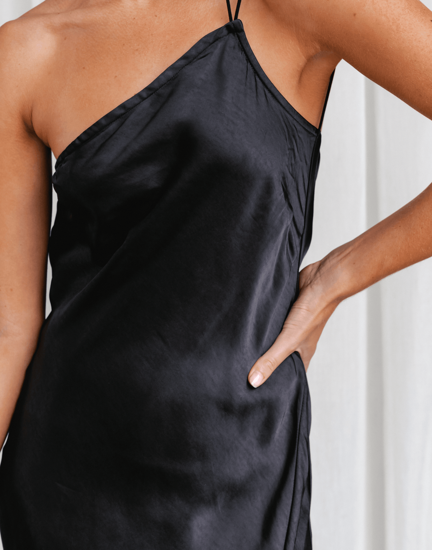 Taliah Maxi Dress (Black) - Black Silky Maxi Dress - Women's Dress - Charcoal Clothing