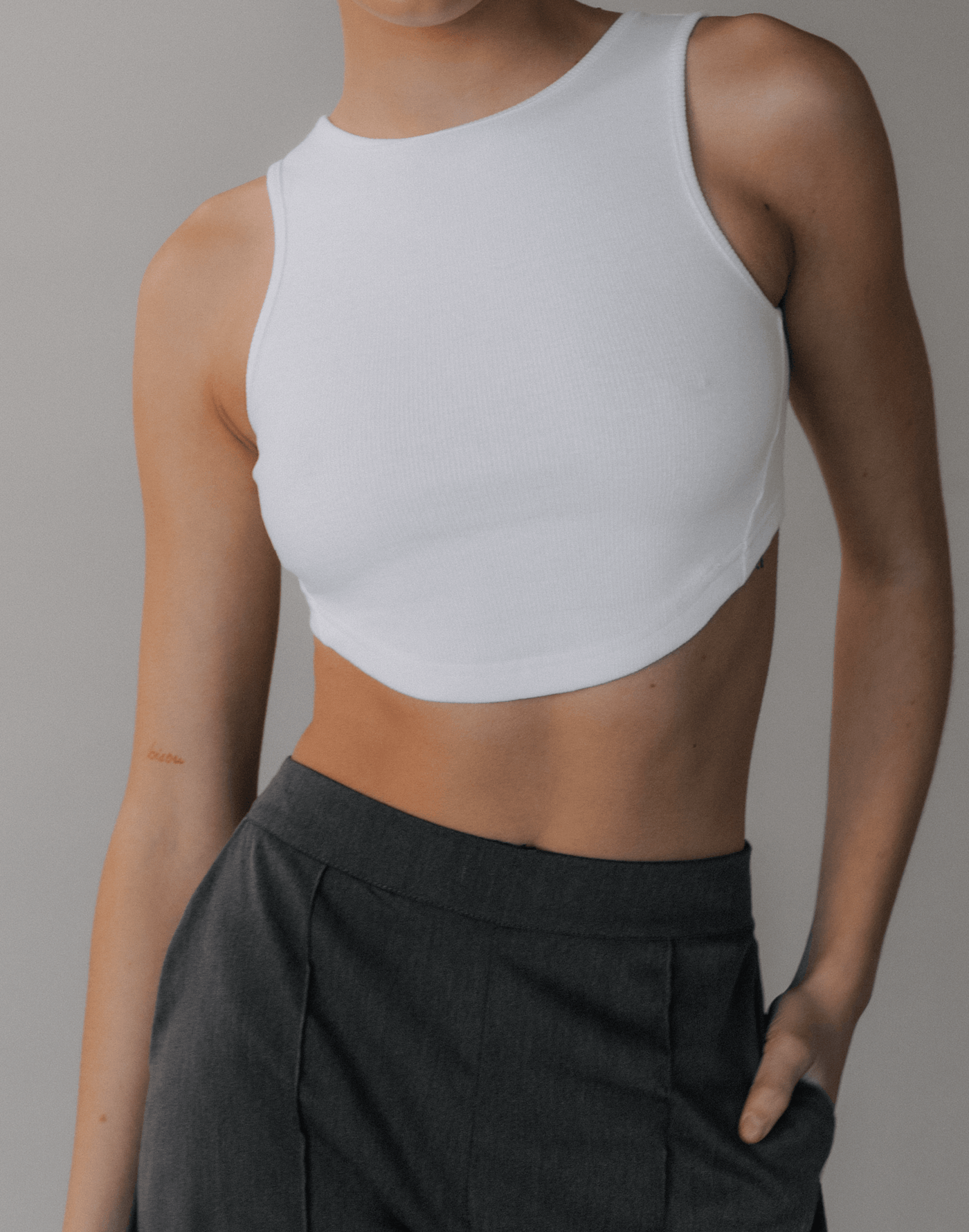 Gigi Rib Tank (White) - Ribbed Tank Top - Women's Top - Charcoal Clothing