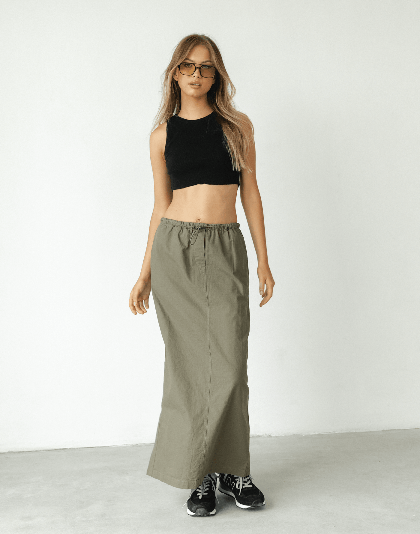 Myrtle Midi Skirt (Khaki) - Khaki Midi Skirt - Women's Skirts - Charcoal Clothing