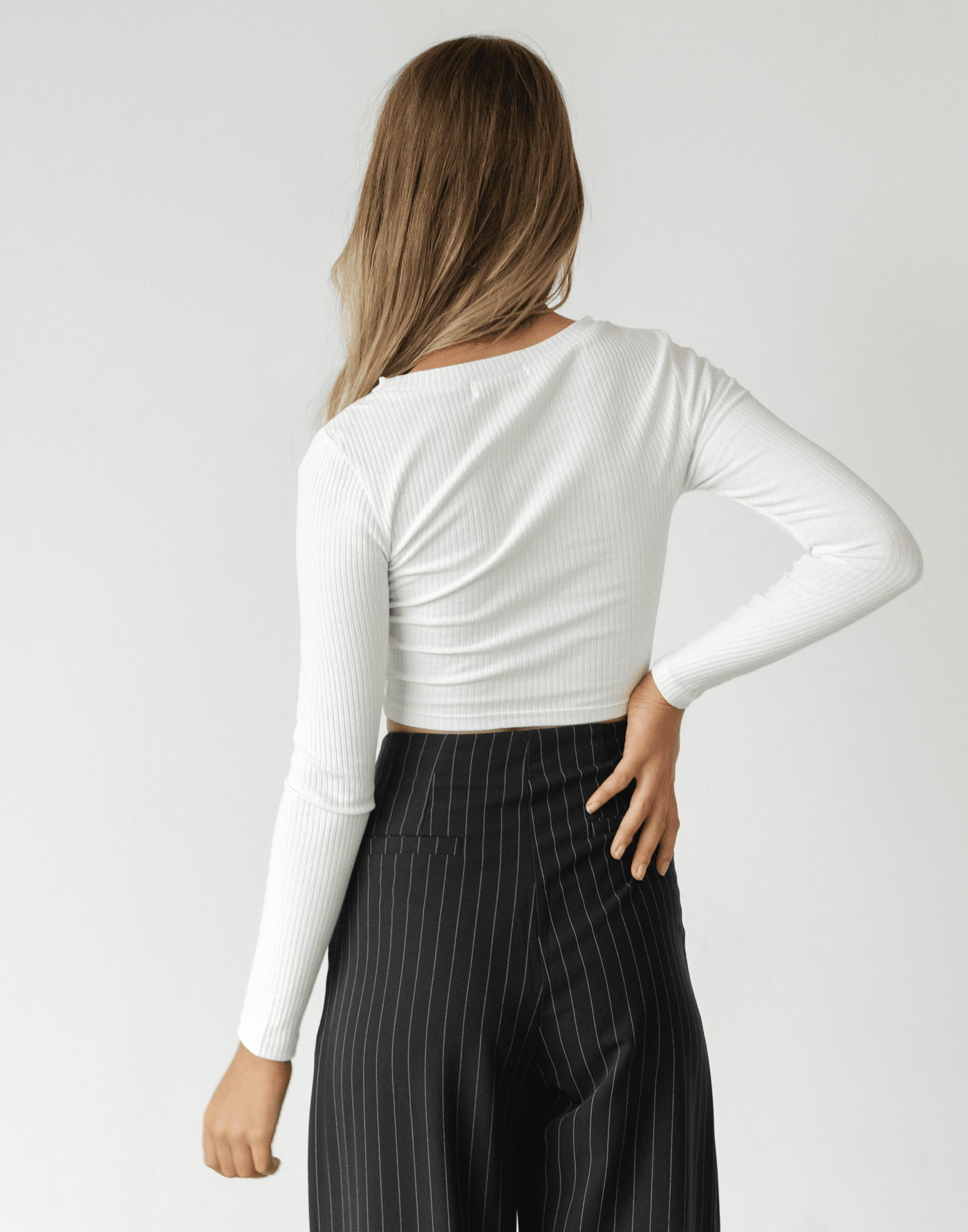 Charles Cut Out Top (White) - White Long Sleeve Top - Women's Top - Charcoal Clothing