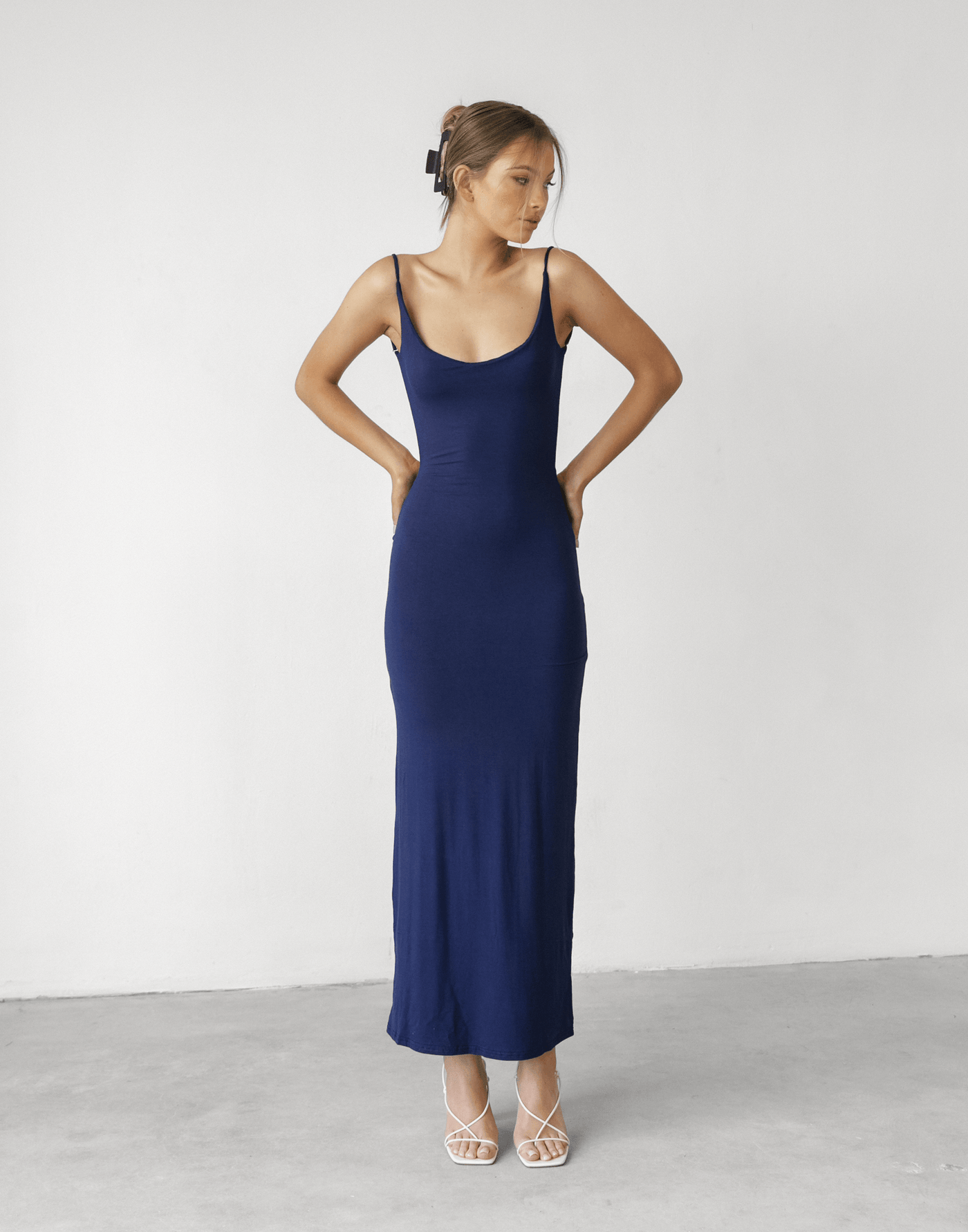 Ellidy Maxi Dress (Navy) -Navy Backless Maxi Dress - Women's Dress - Charcoal Clothing
