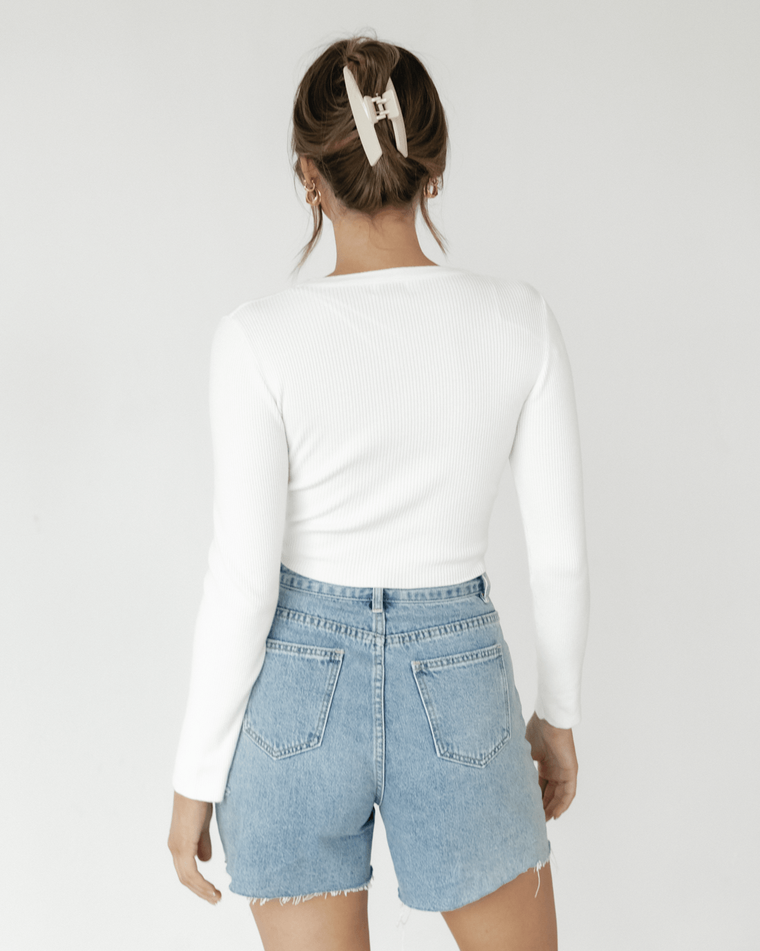 Soma Knit Long Sleeve Top (White) - White Knit Long Sleeve Top - Women's Top - Charcoal Clothing