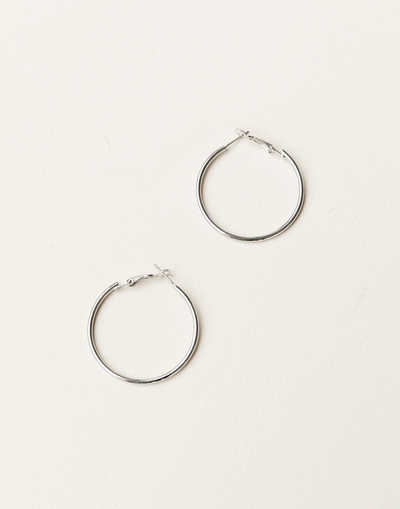 Heart Shine Earrings (Silver) - Silver Hoop Earrings - Women's Accessories - Charcoal Clothing
