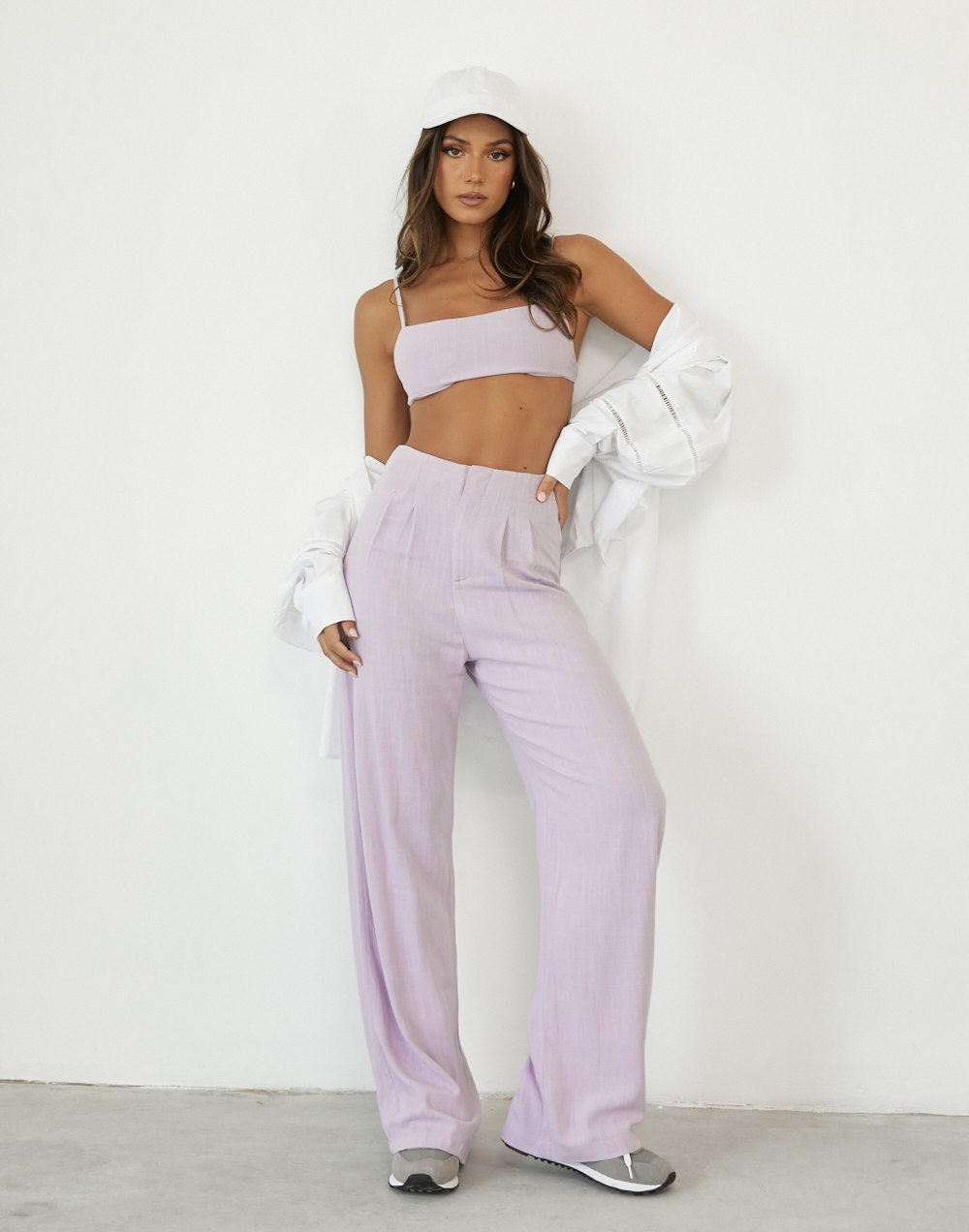 Finley Linen Pants (Lilac) - Lilac High Waisted Linen Pants - Women's Pants - Charcoal Clothing