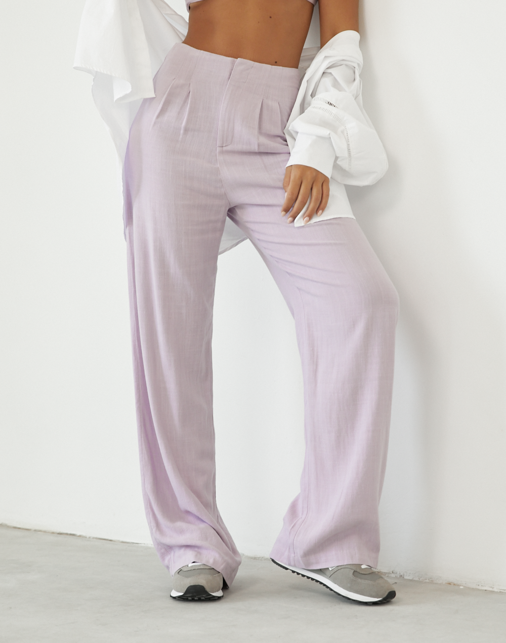 Finley Linen Pants (Lilac) - Lilac High Waisted Linen Pants - Women's Pants - Charcoal Clothing