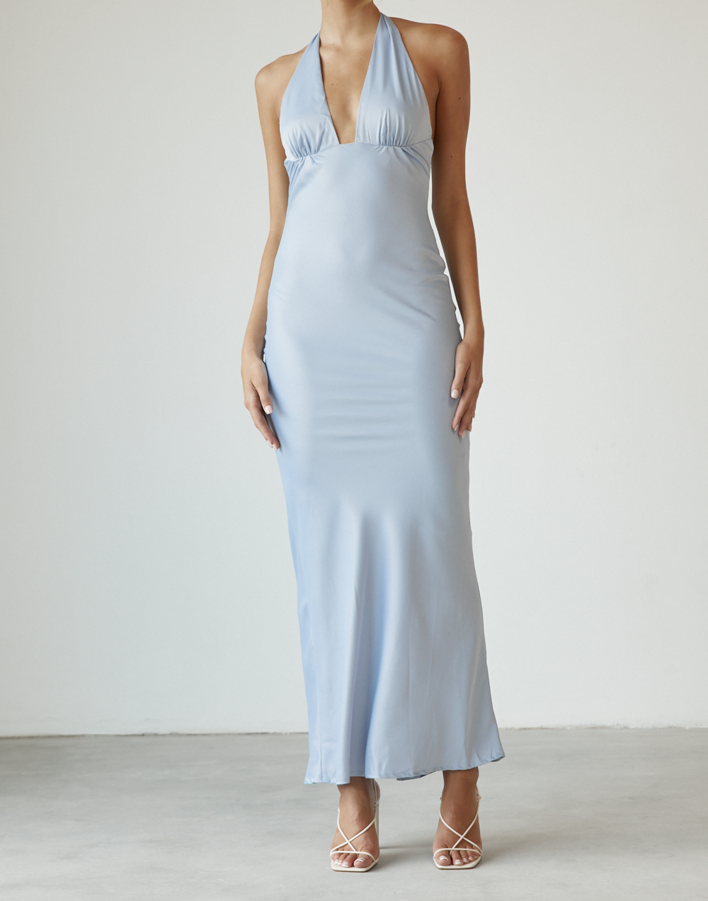 Brooklyn Maxi Dress (Blue) - Halter Style Maxi Dress - Women's Dress - Charcoal Clothing