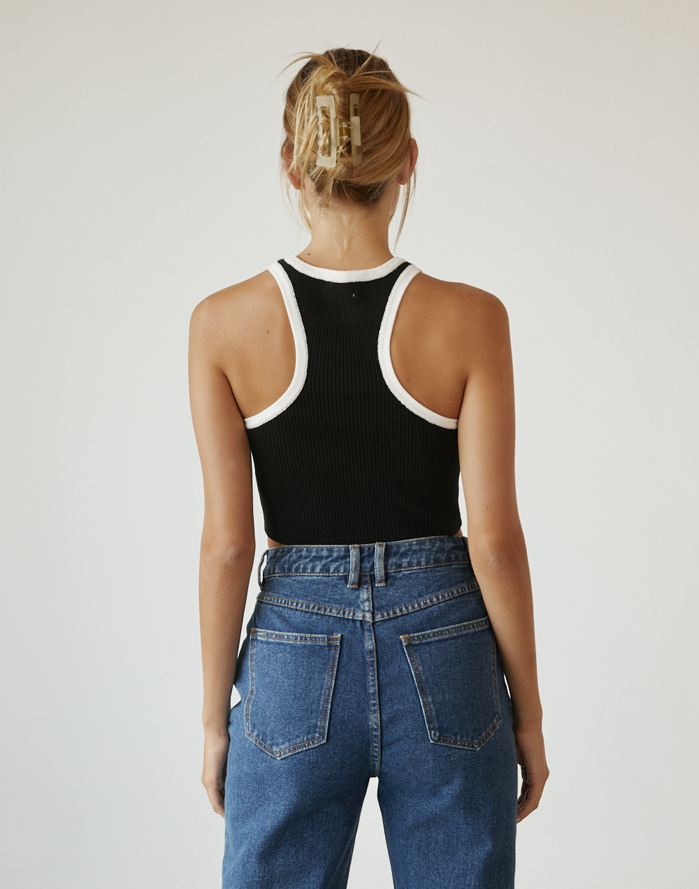 Laylani Knit Crop Top (Black/White) - Knitted Tank Top - Women's Top - Charcoal Clothing