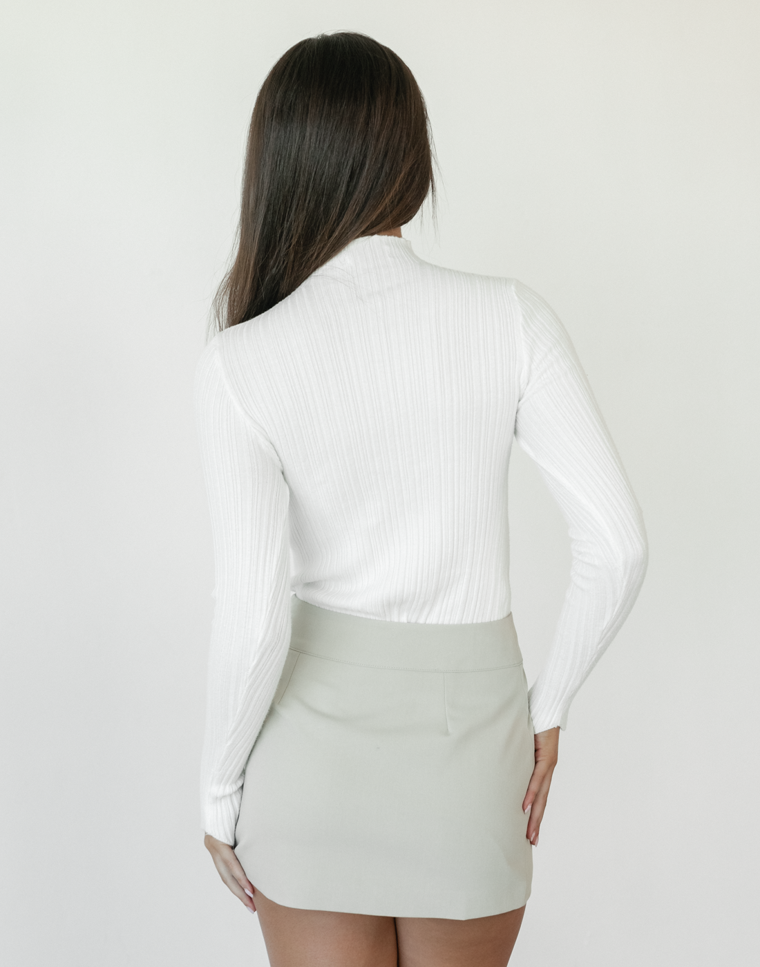  Kirsten Long Sleeve Top (White) - White Knit Long Sleeve Top - Women's Top - Charcoal Clothing