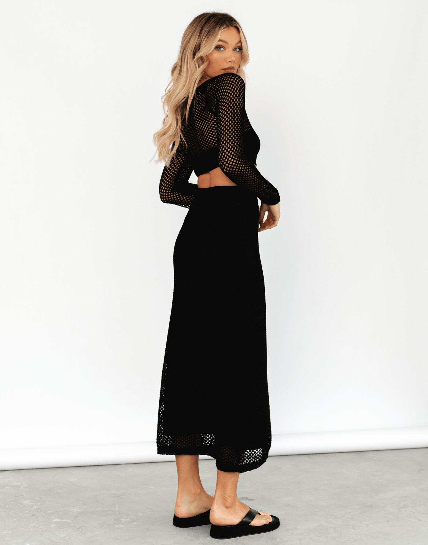 Cyprus Maxi Skirt (Black) - Black Crochet Maxi Skirt - Women's Skirt - Charcoal Clothing