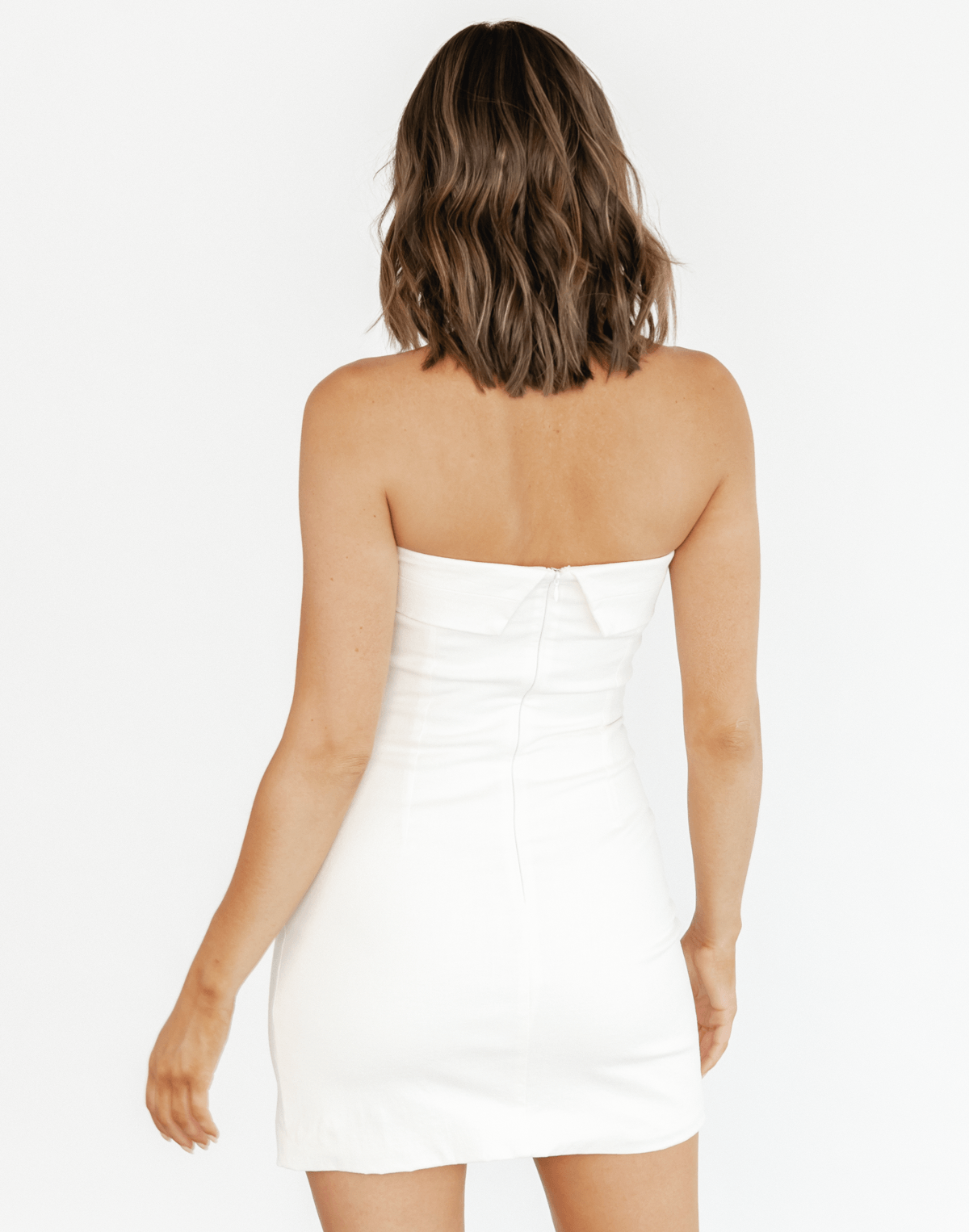 Natalee Mini Dress (White) - Strapless Summer Mini Dress - Women's Dress - Charcoal Clothing