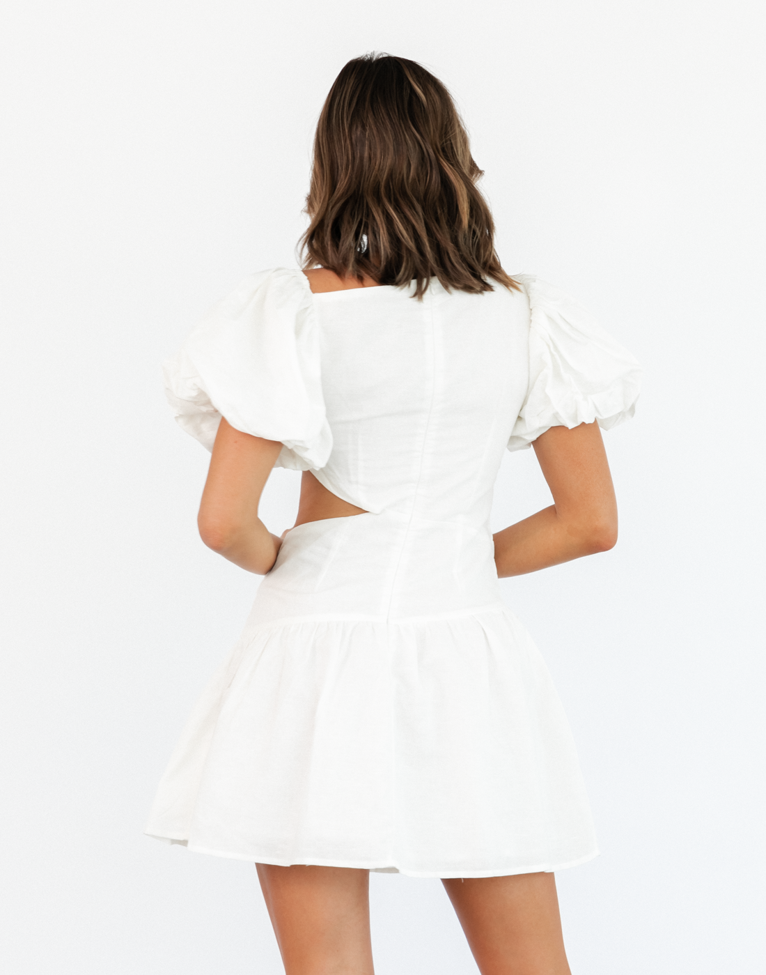 Hadlee Mini Dress (White) - Side Cut Out Dress - Women's Dress - Charcoal Clothing
