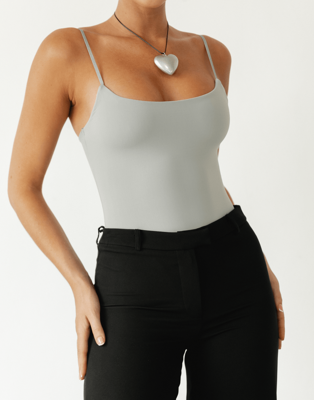 Miya Bodysuit (Sage) - Spaghetti Strap Bodysuit - Women's Top - Charcoal Clothing