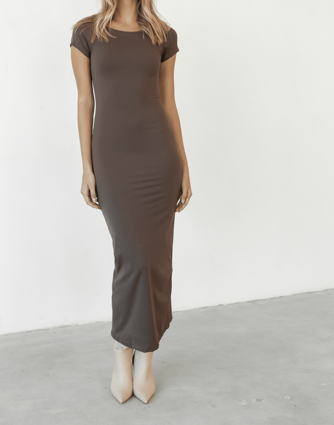 Zoella Maxi Dress (Brown) - Brown Backless Maxi Dress - Women's Dress - Charcoal Clothing