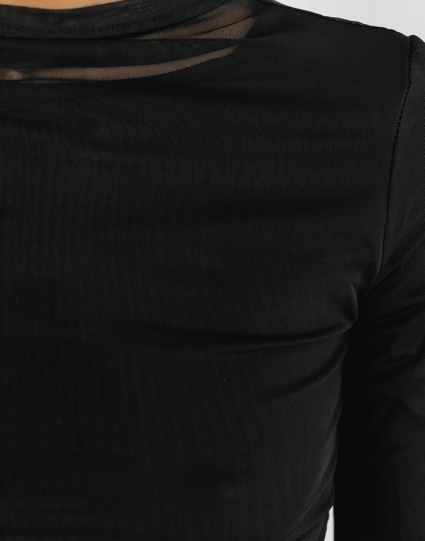 On The Scene Mesh Long Sleeve (Black) - Mesh Long Sleeve Crop Top - Women's Top - Charcoal Clothing