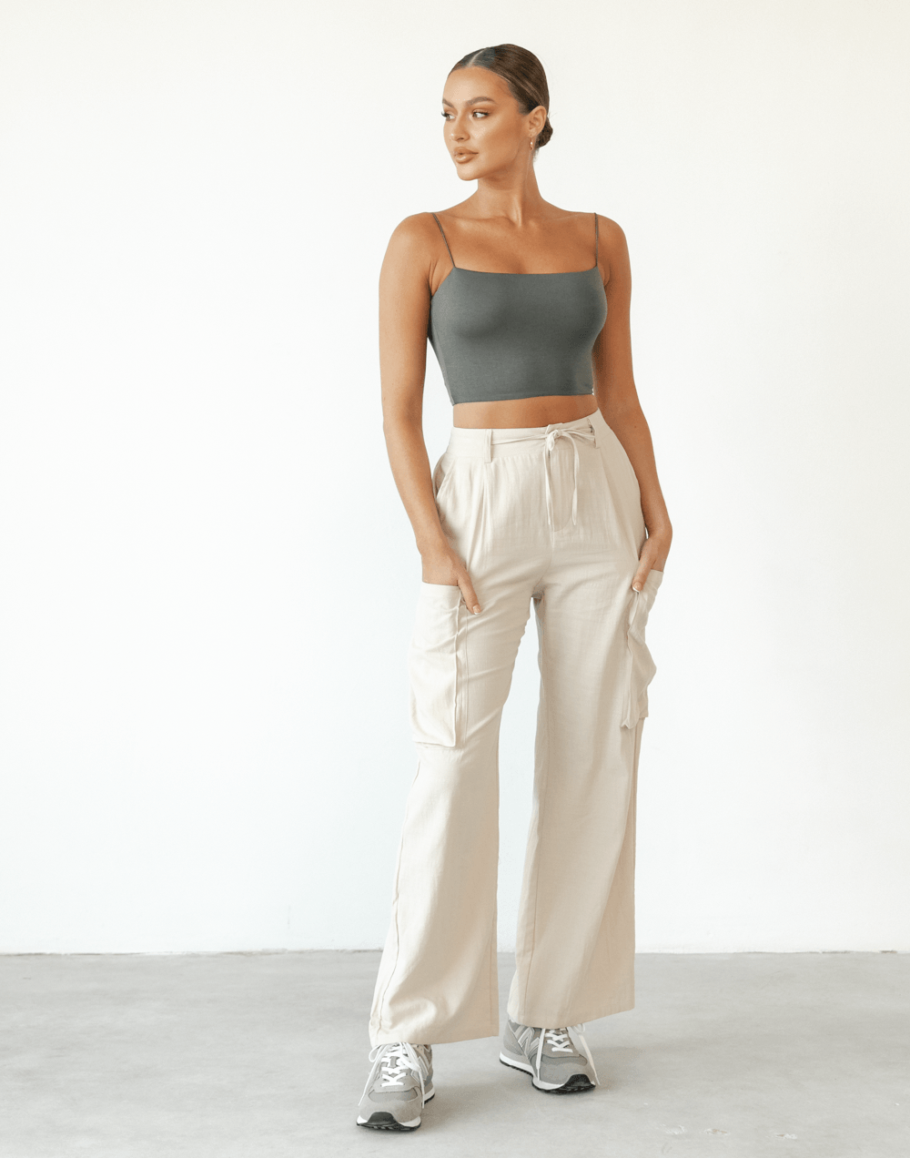 Tammy Crop Top (Khaki) - Basic Crop Top - Women's Top - Charcoal Clothing