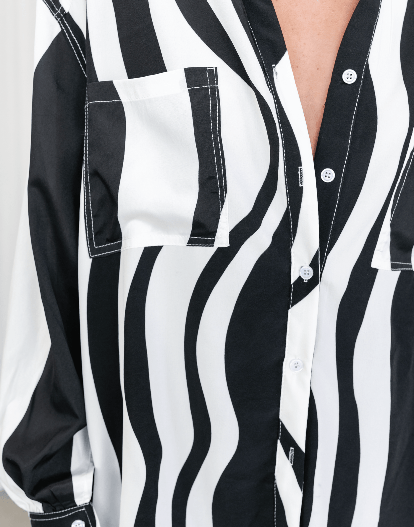 Zita Shirt - Zebra Print Oversized Shirt - Women's Shirt - Charcoal Clothing