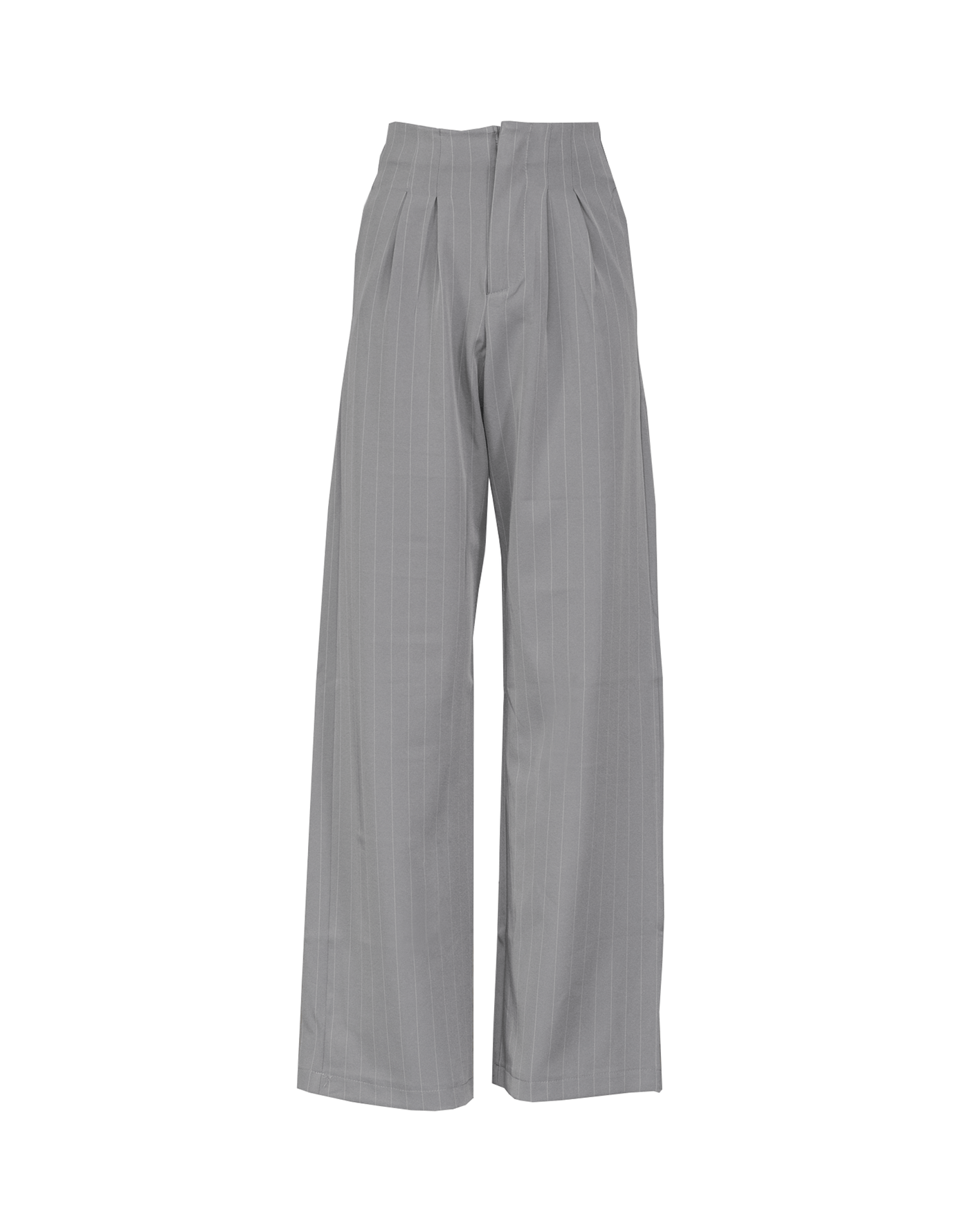 New Girl Pants (Grey Pinstripe) - Grey Pinstripe High Waisted Pants - Women's Pants - Charcoal Clothing